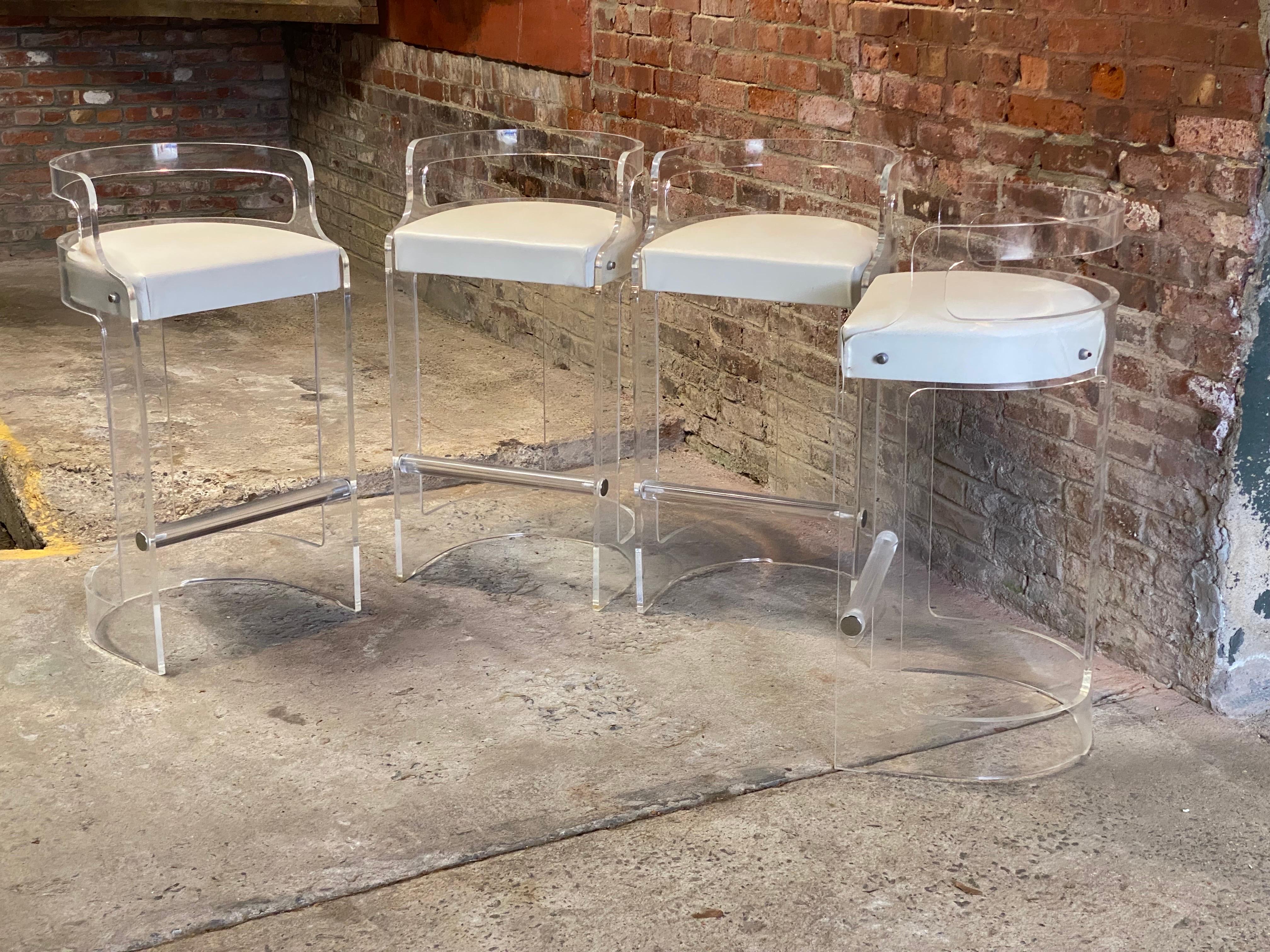 American Lucite Counter Stools for Hill Manufacturing Company, Set of Four For Sale