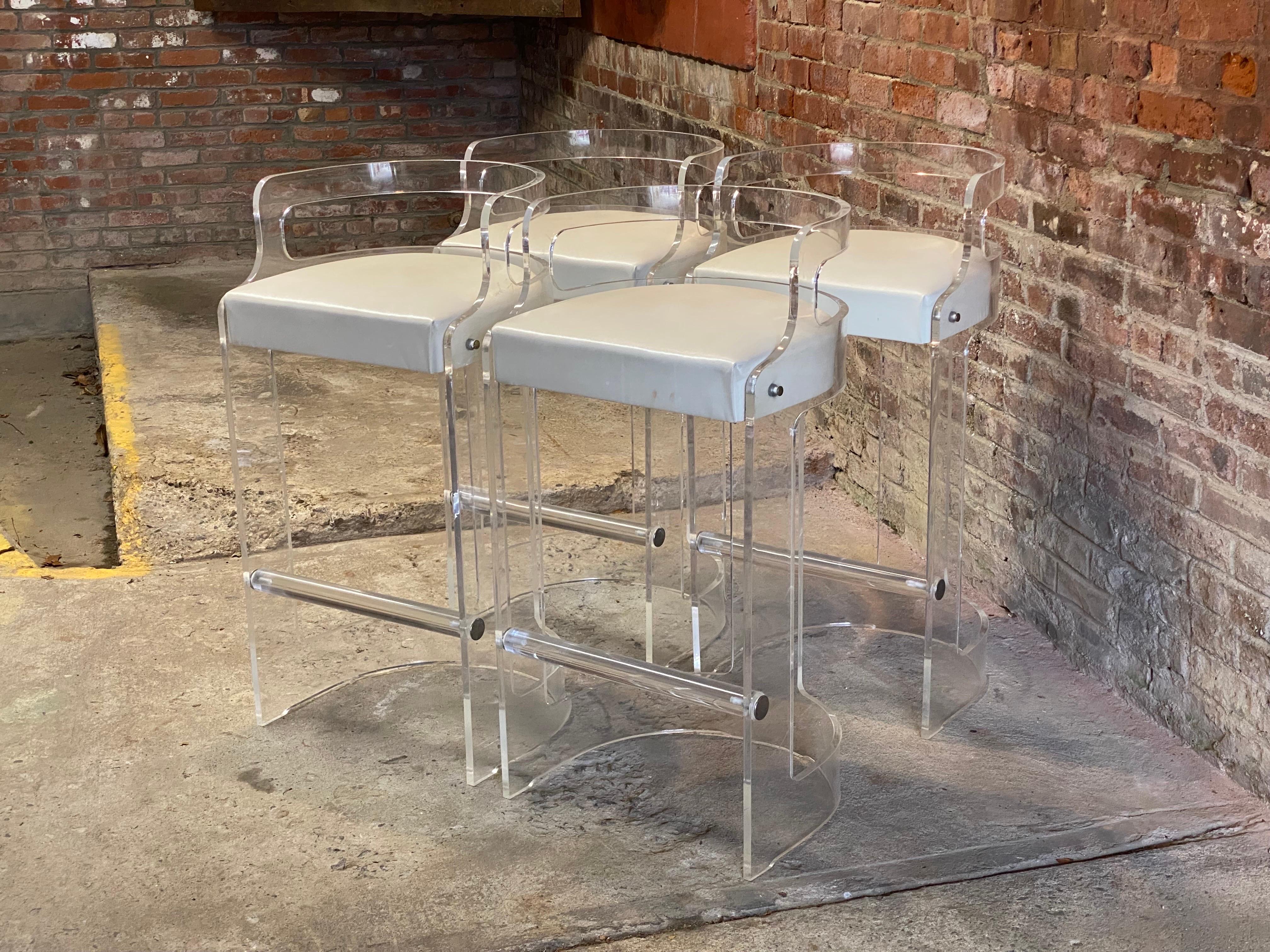 Lucite Counter Stools for Hill Manufacturing Company, Set of Four In Good Condition For Sale In Garnerville, NY