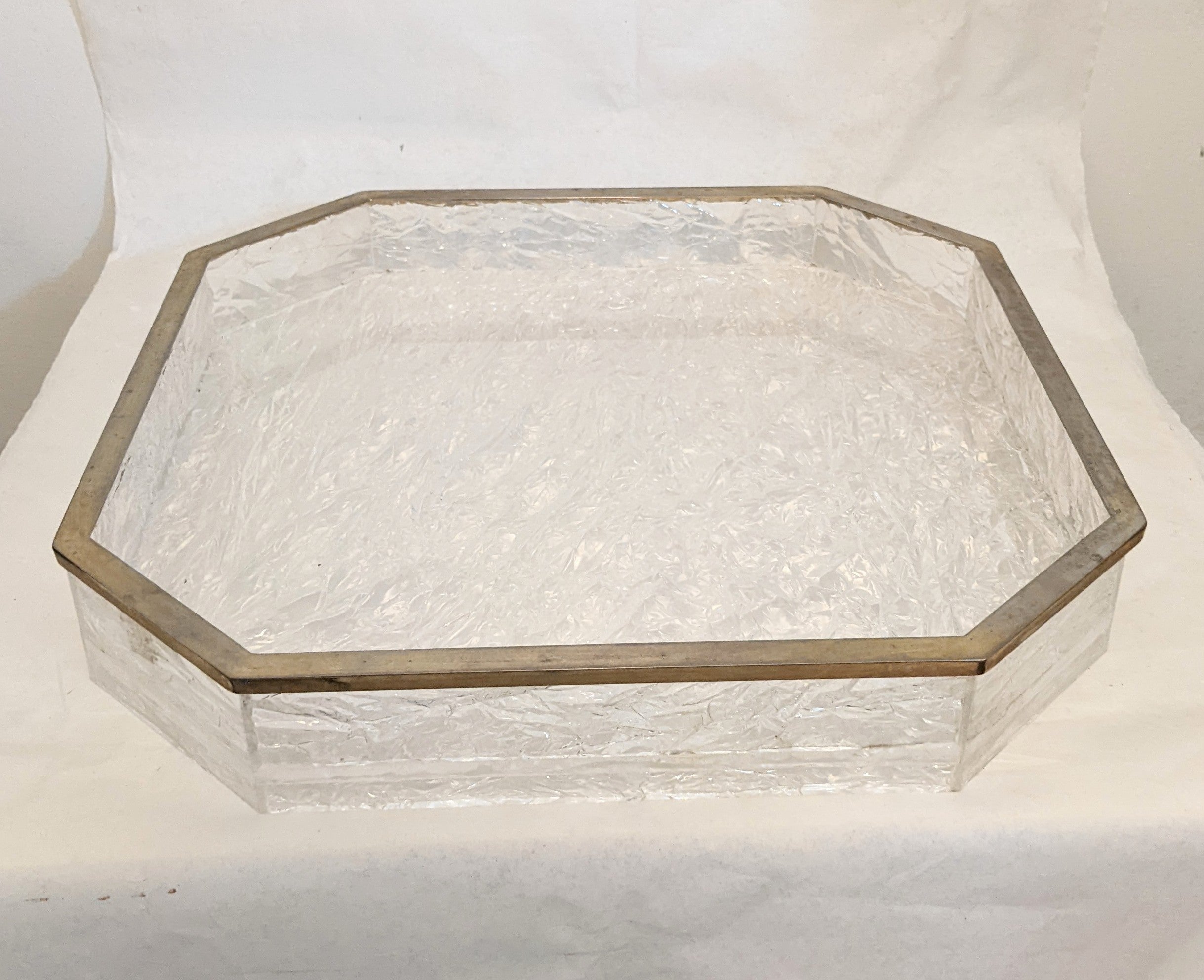 Modern Lucite Crackled Ice Serving Tray, Willy Rizzo Style For Sale