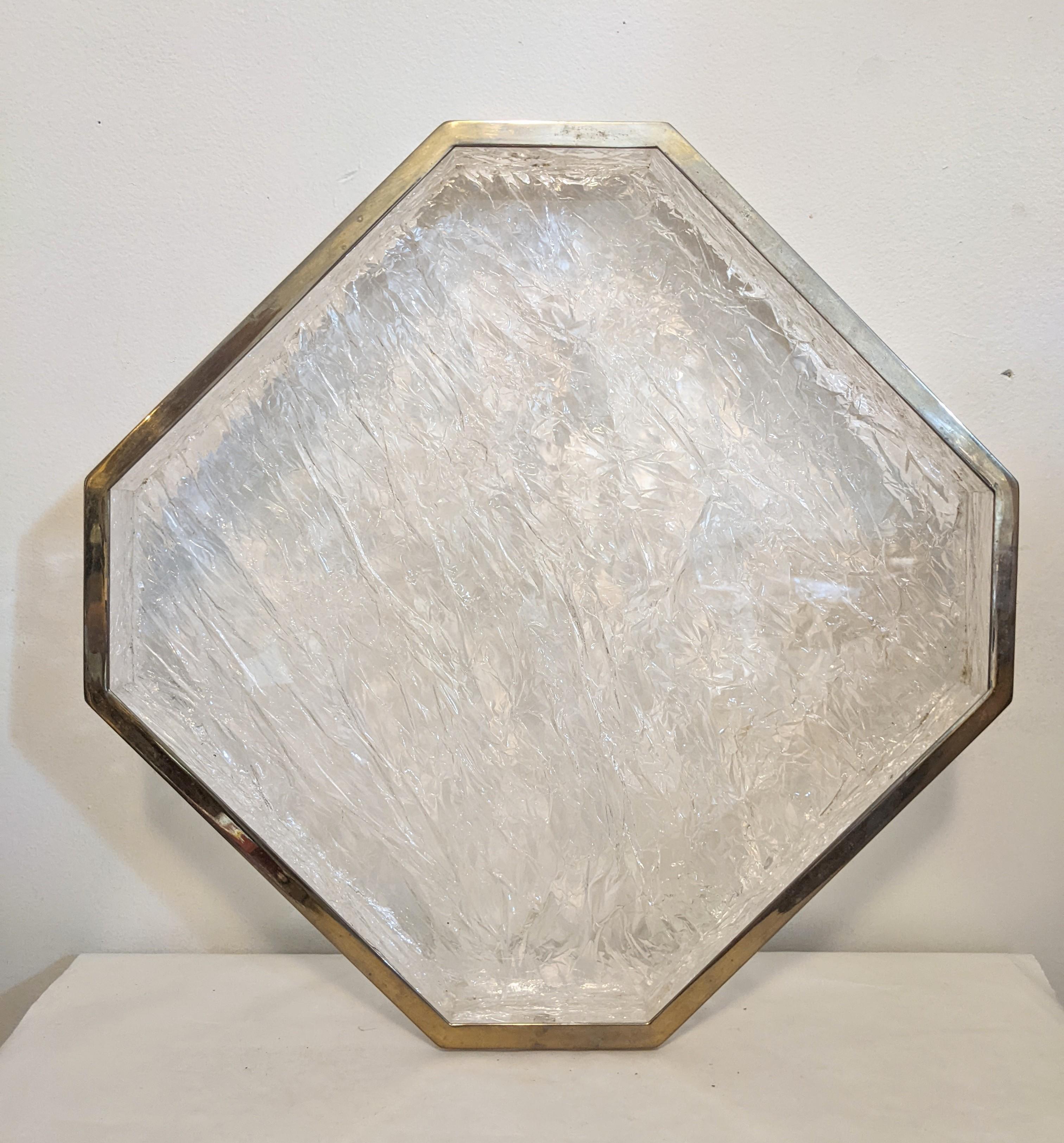 Late 20th Century Lucite Crackled Ice Serving Tray, Willy Rizzo Style For Sale
