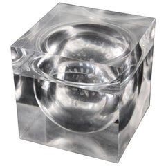 Lucite Cube Lidded Box or Ice Bucket