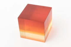 Lucite Colorful Cube Sculpture Desk Accessory Vintage