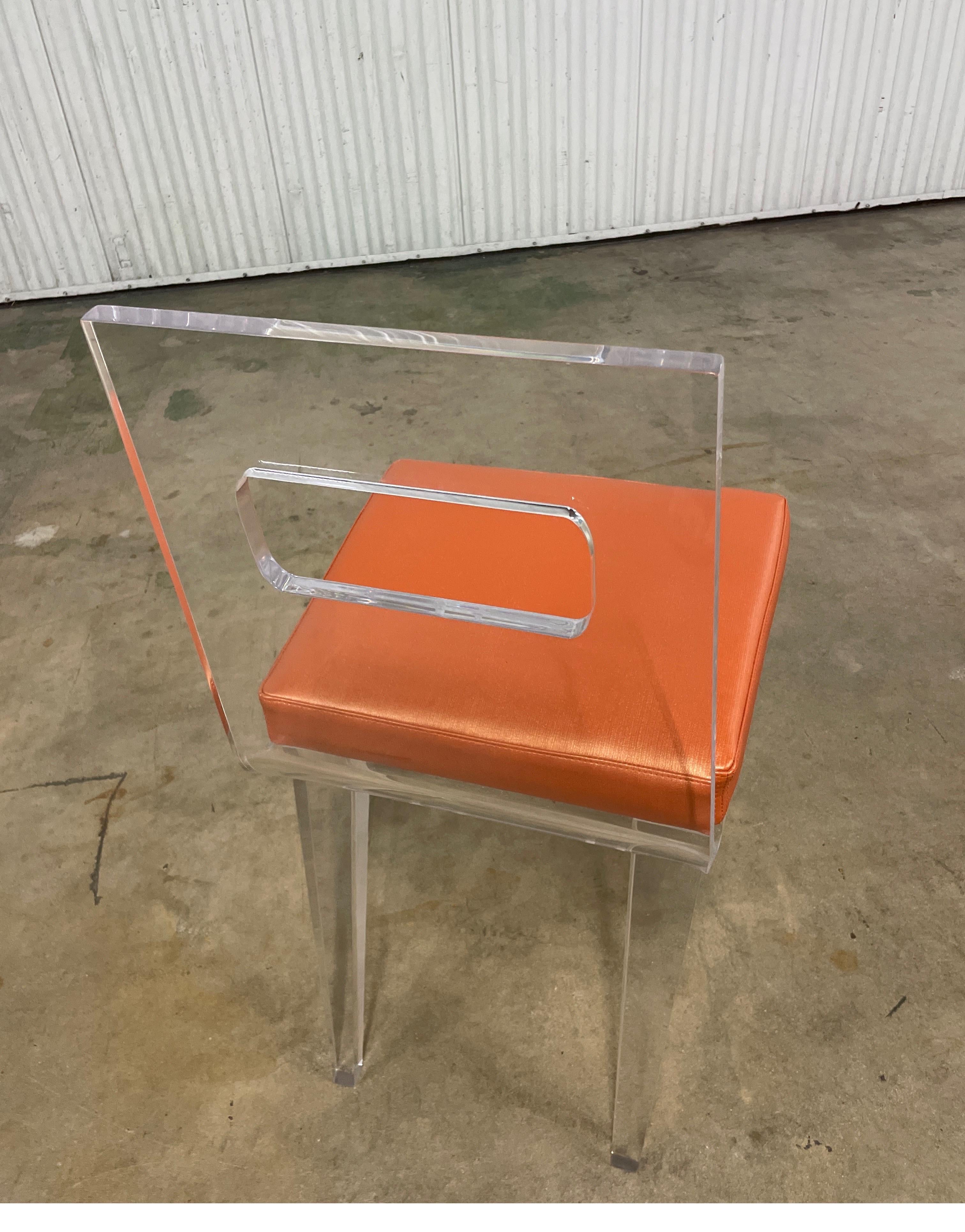 Faux Leather Lucite Desk or Side Chair For Sale