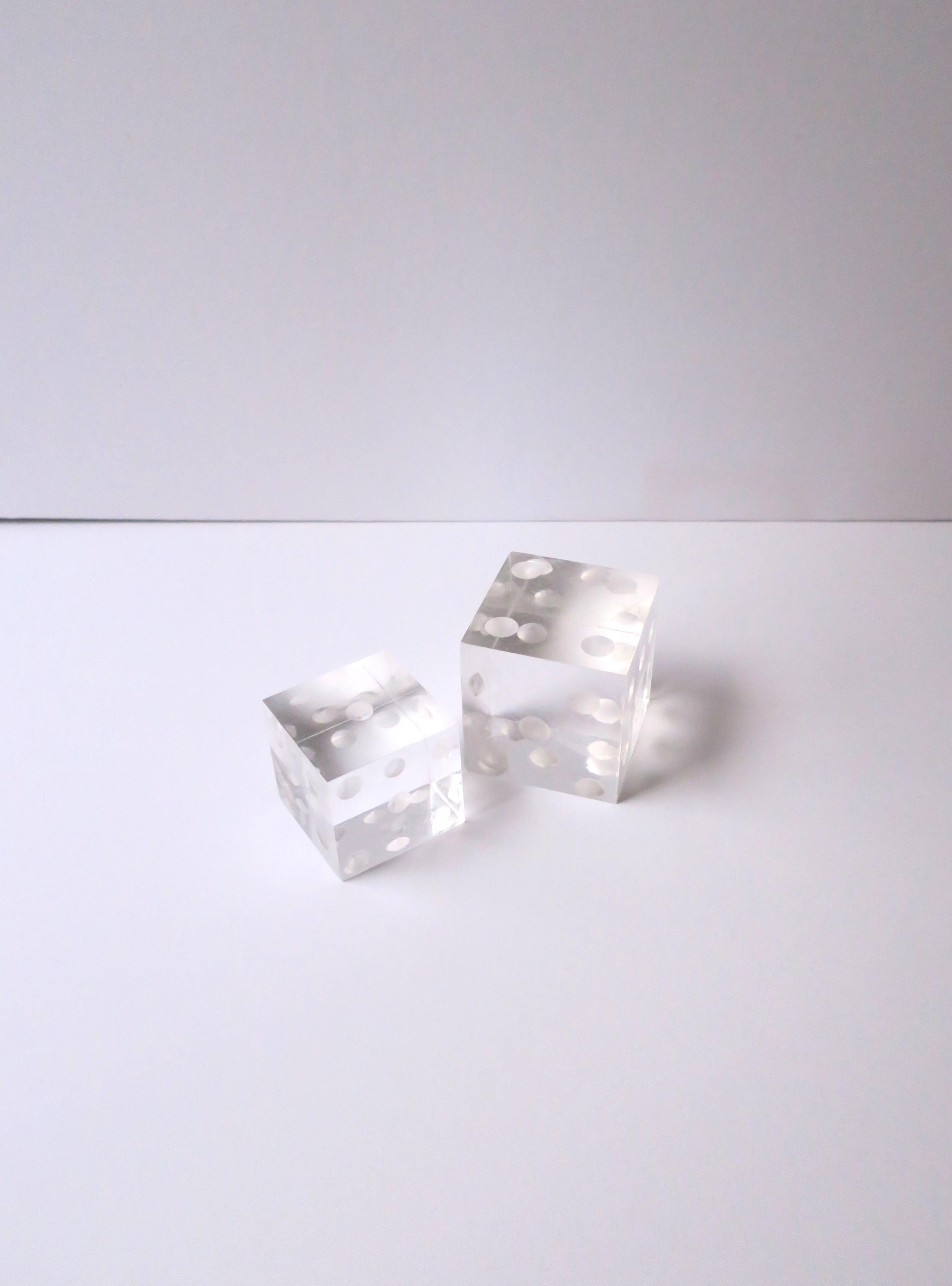 Modern Lucite Dice Decorative Objects, Pair/Set For Sale