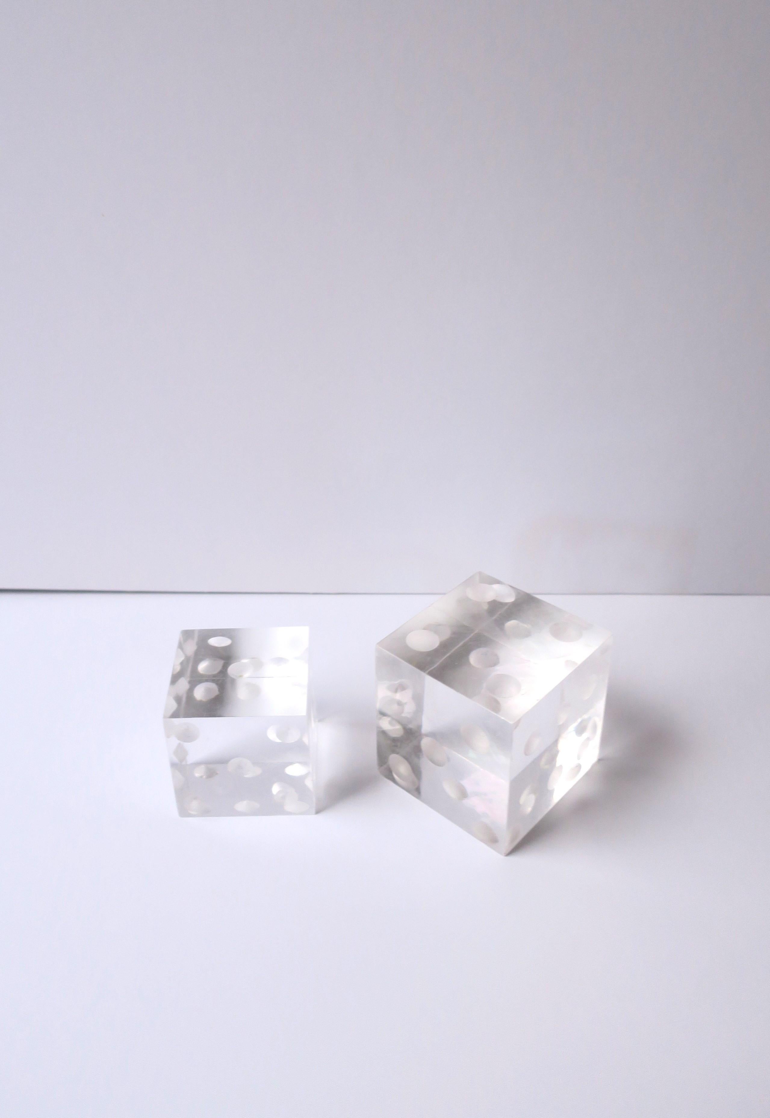 Lucite Dice Decorative Objects, Pair/Set In Good Condition For Sale In New York, NY