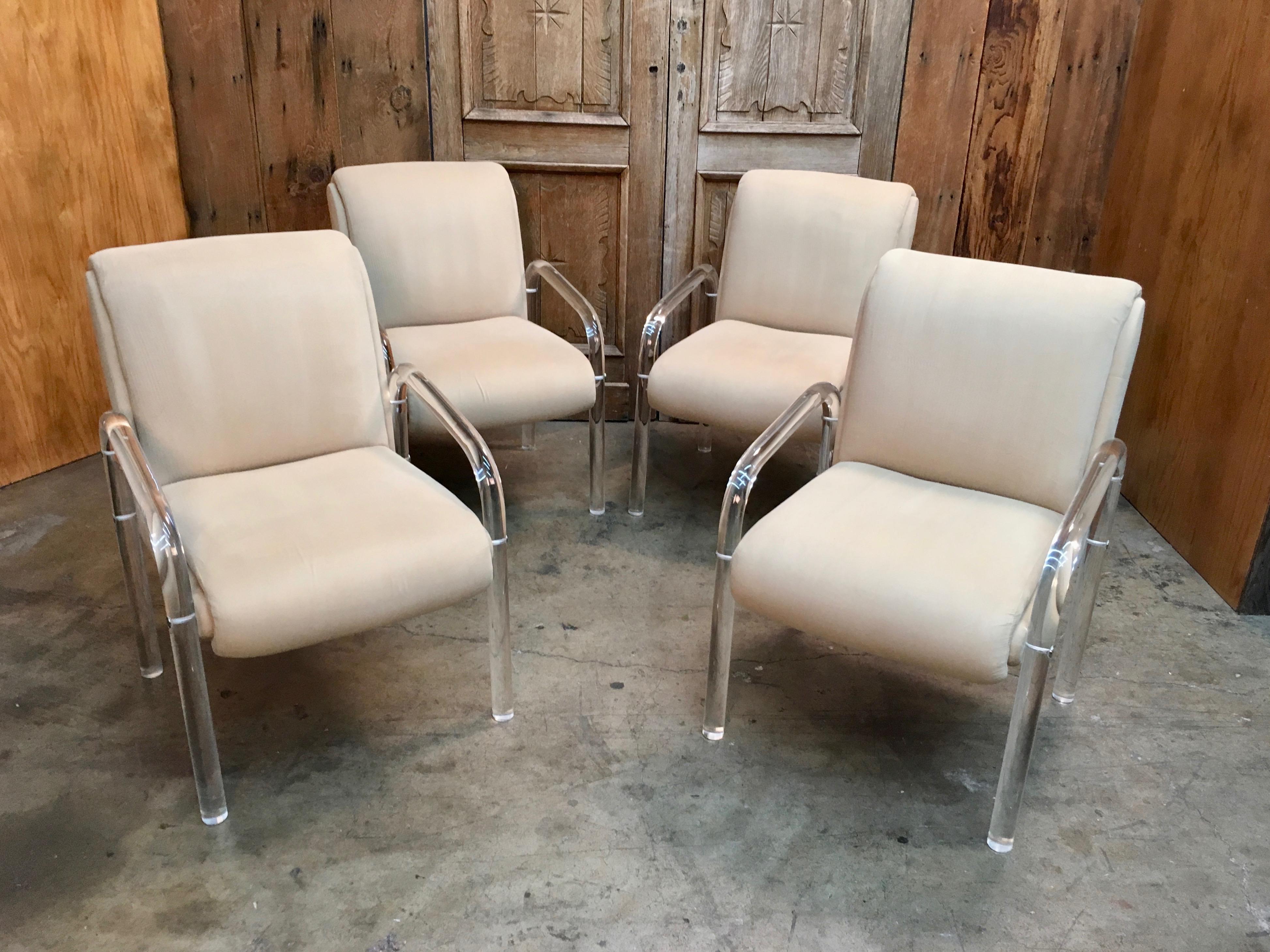 Lucite Dining Chairs Set of Four In Good Condition In Denton, TX