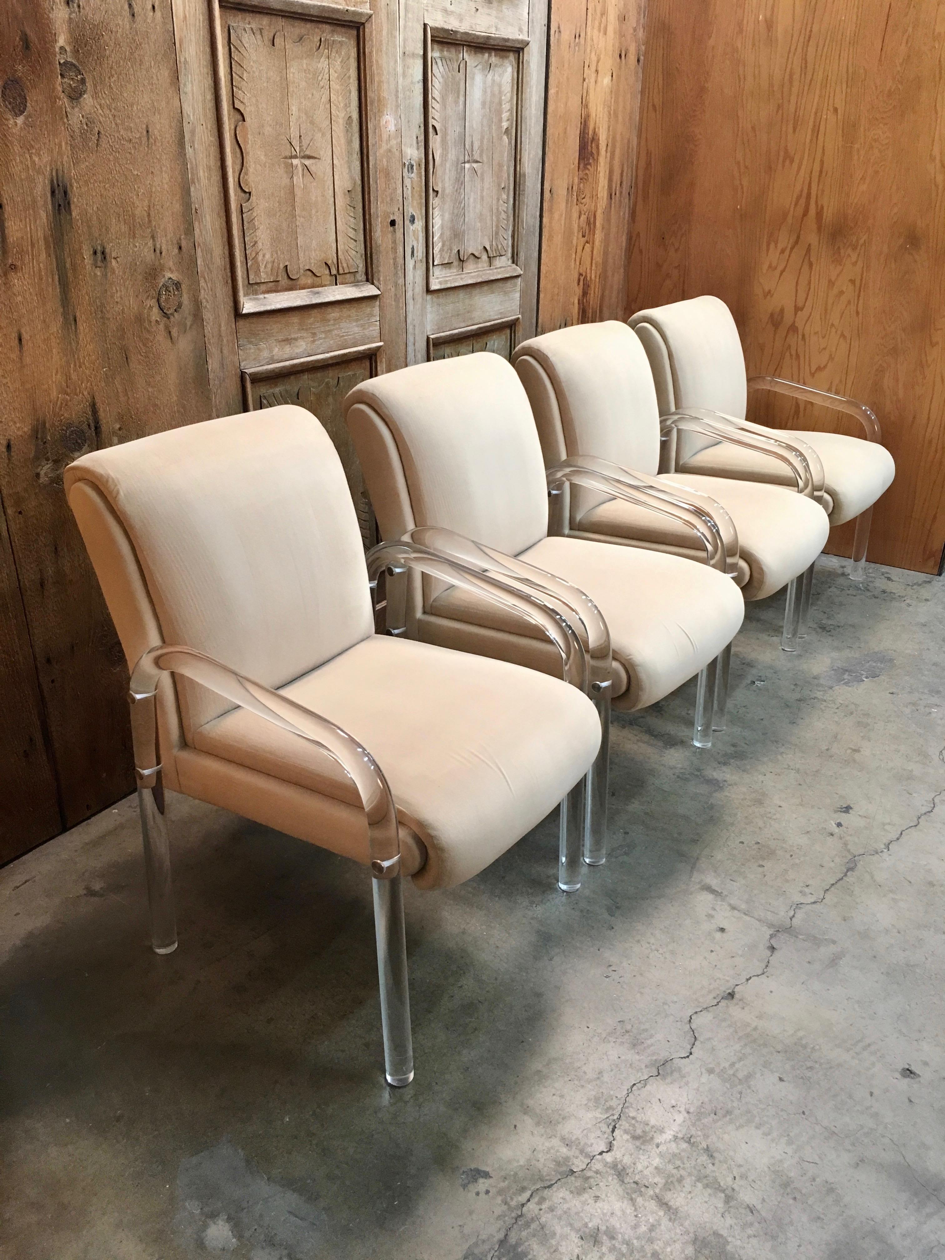 Upholstery Lucite Dining Chairs Set of Four