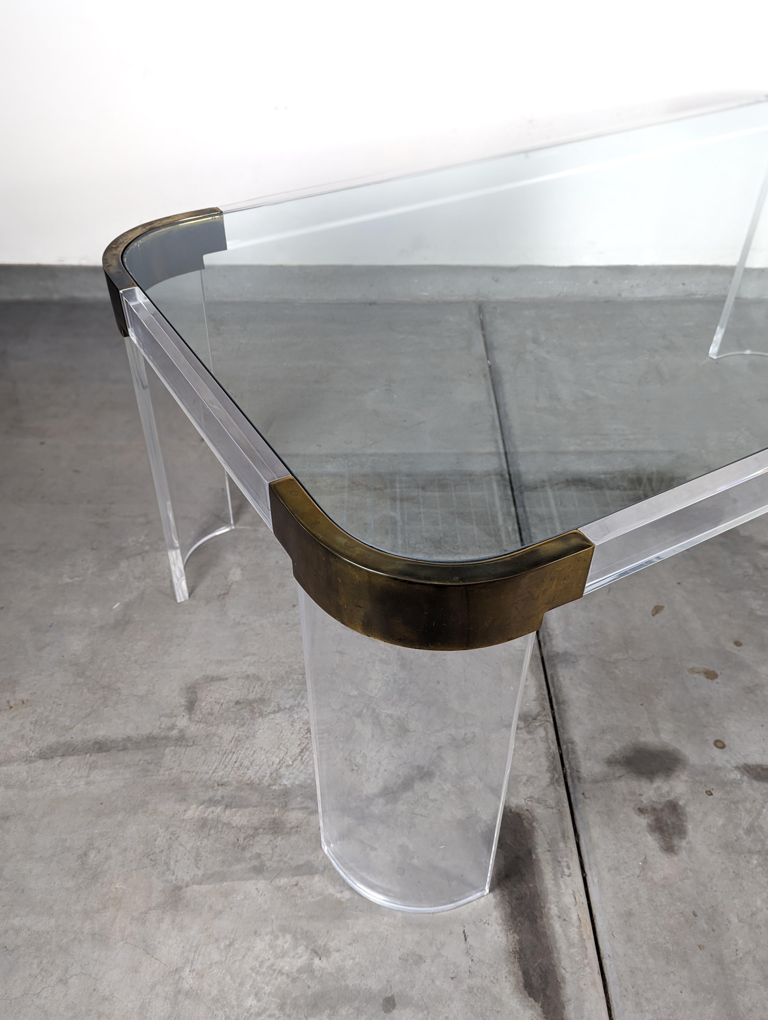 Brass Lucite Dining Table by Charles Hollis Jones from the 