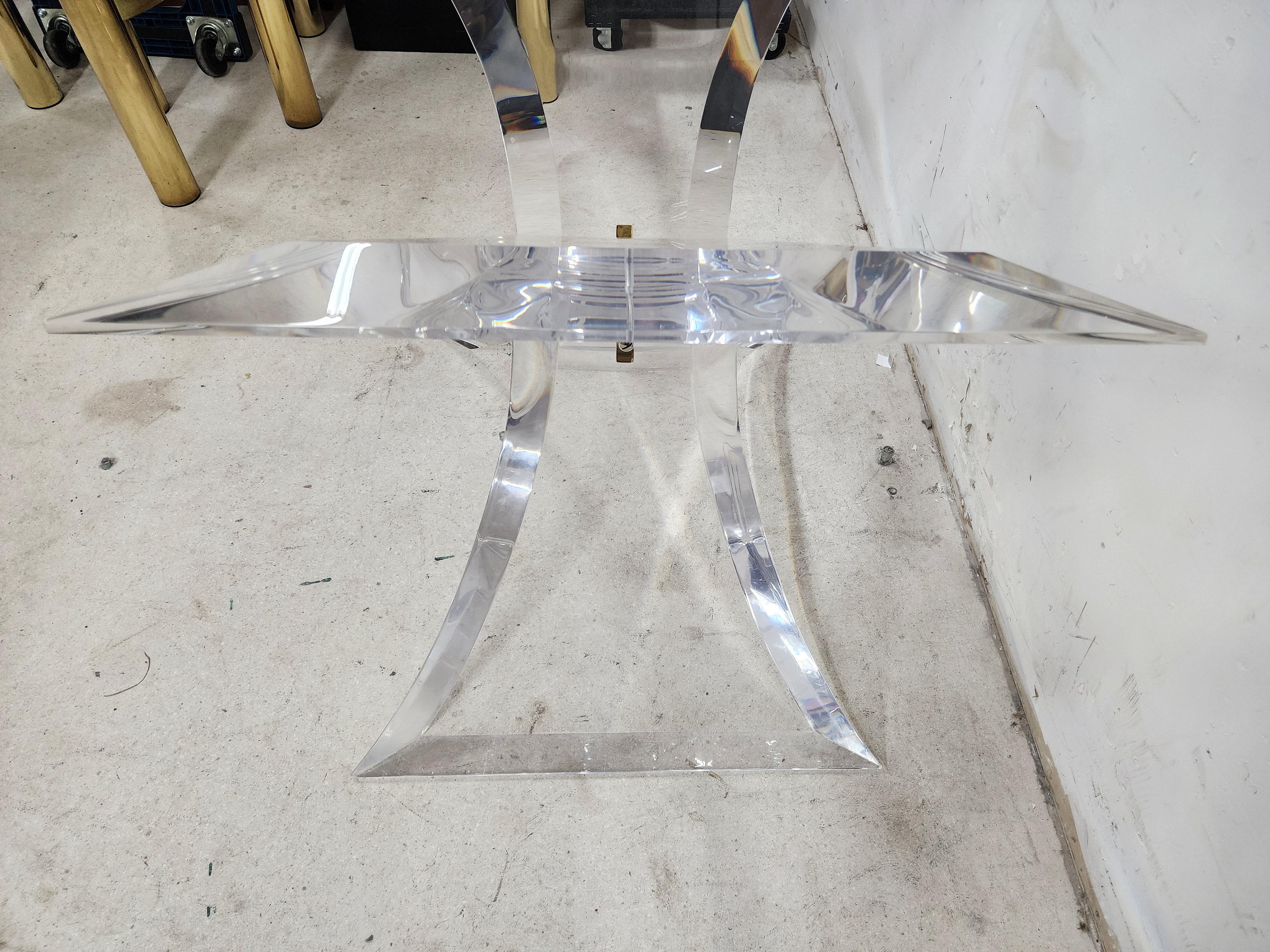Lucite Dining Table With Glass Signed by Lion In Frost For Sale 5