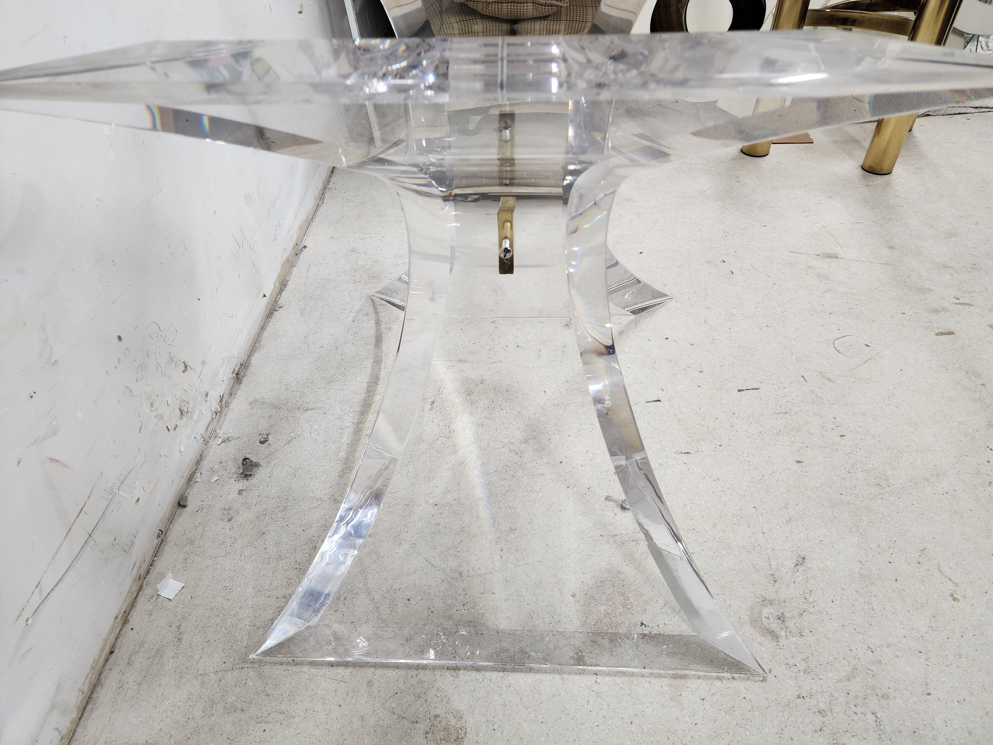 Lucite Dining Table With Glass Signed by Lion In Frost For Sale 3