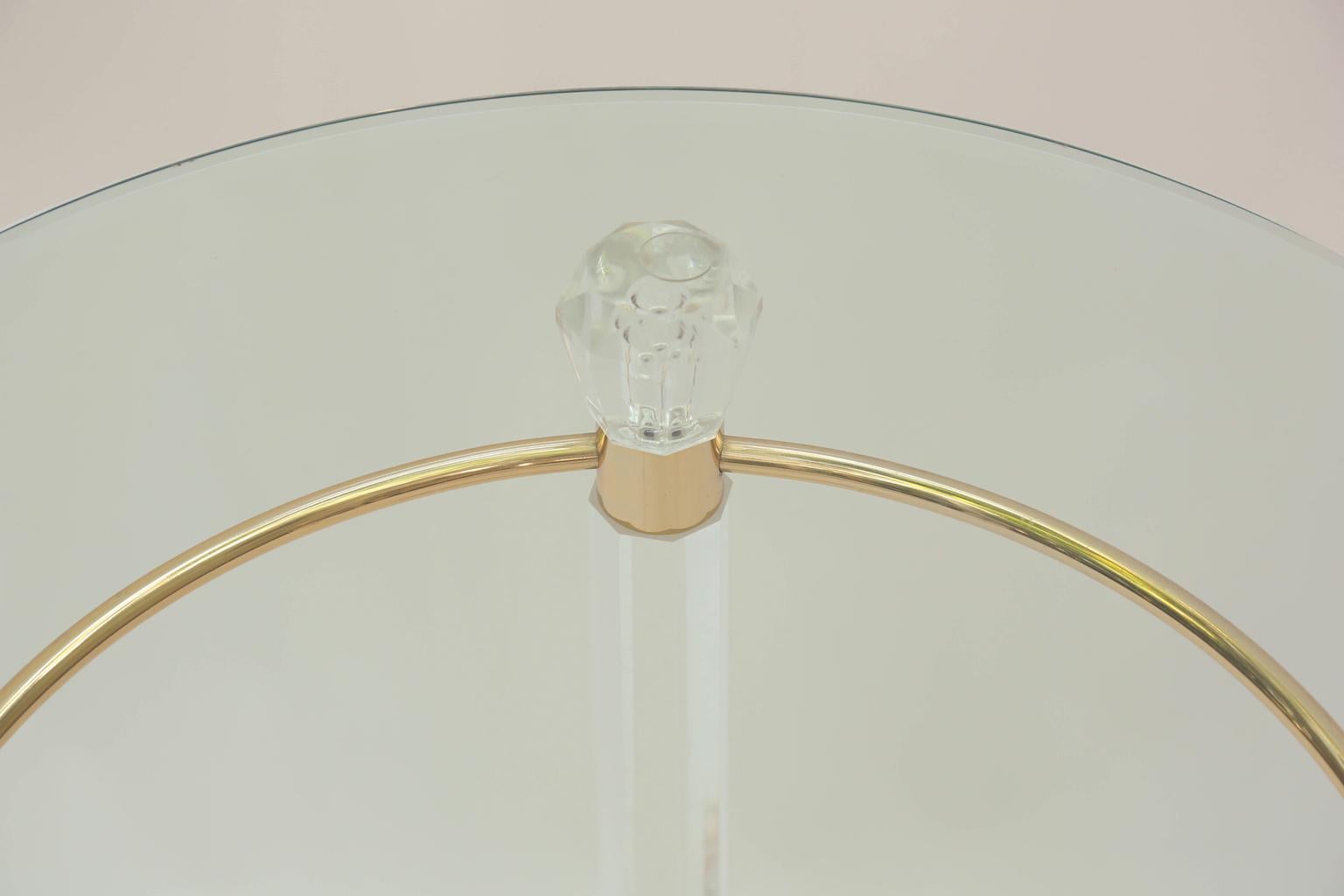 Late 20th Century Lucite End Table Round Glass Top