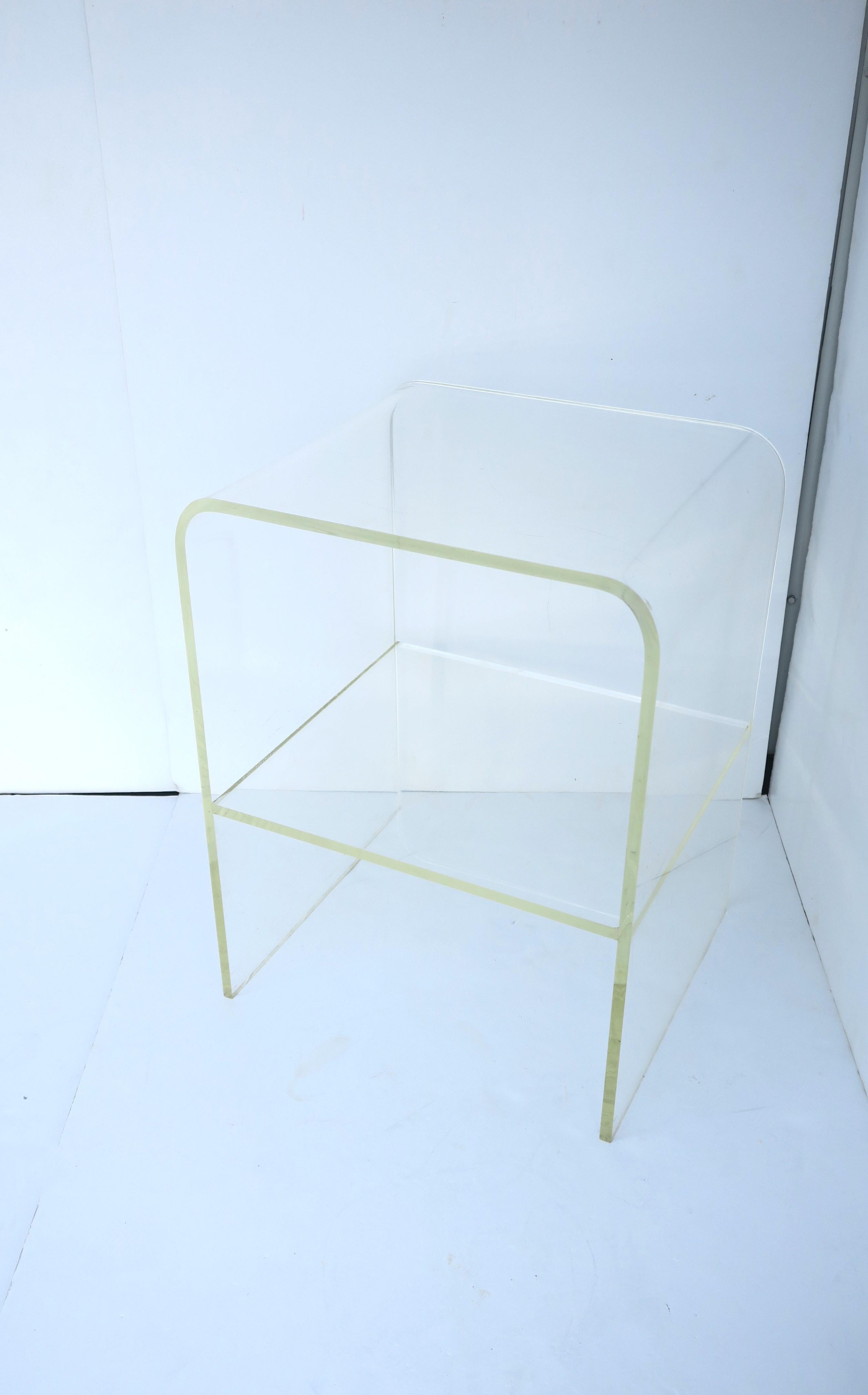Lucite End Table with Storage Shelf For Sale 5