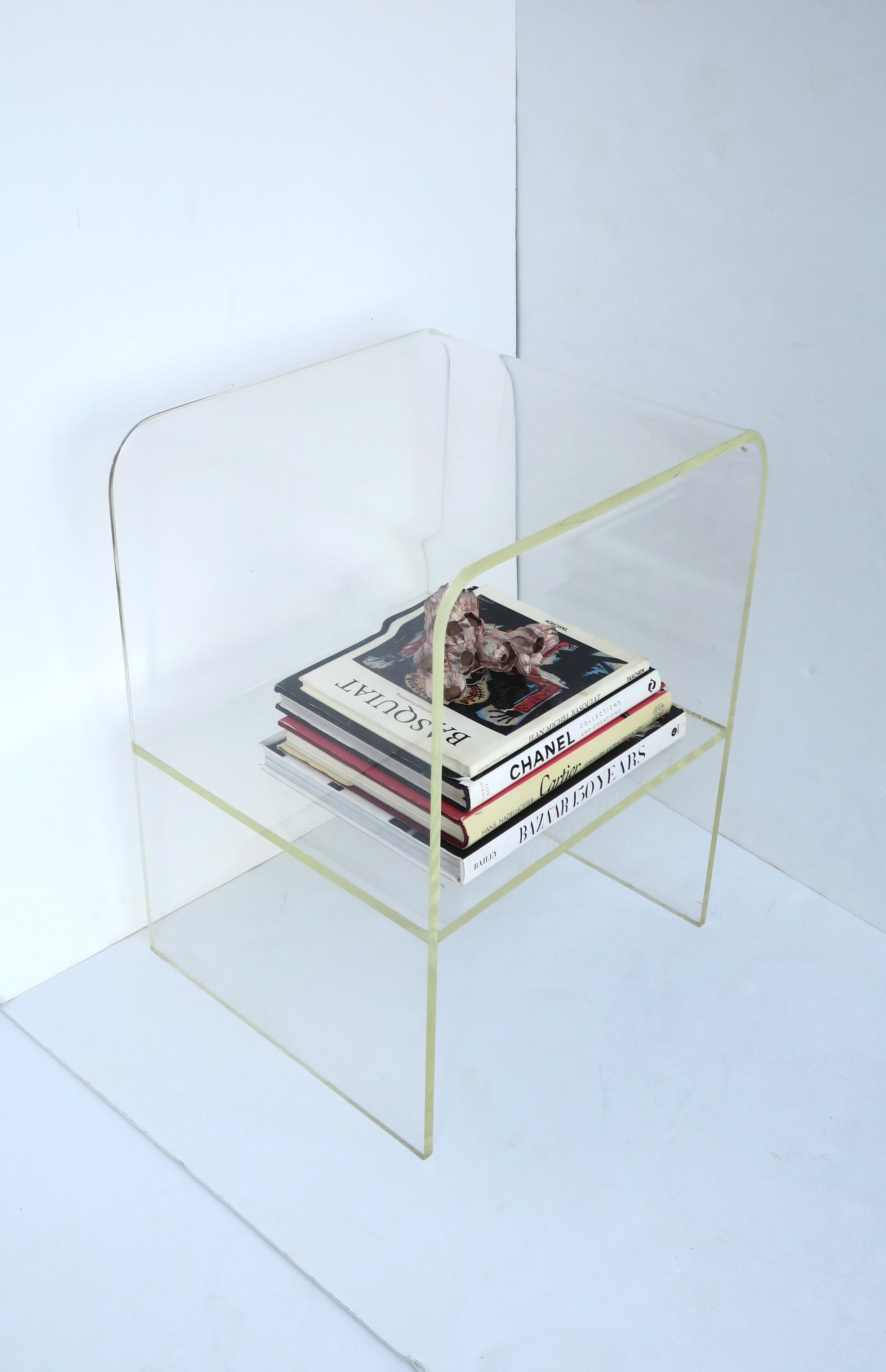 20th Century Lucite End Table with Storage Shelf For Sale