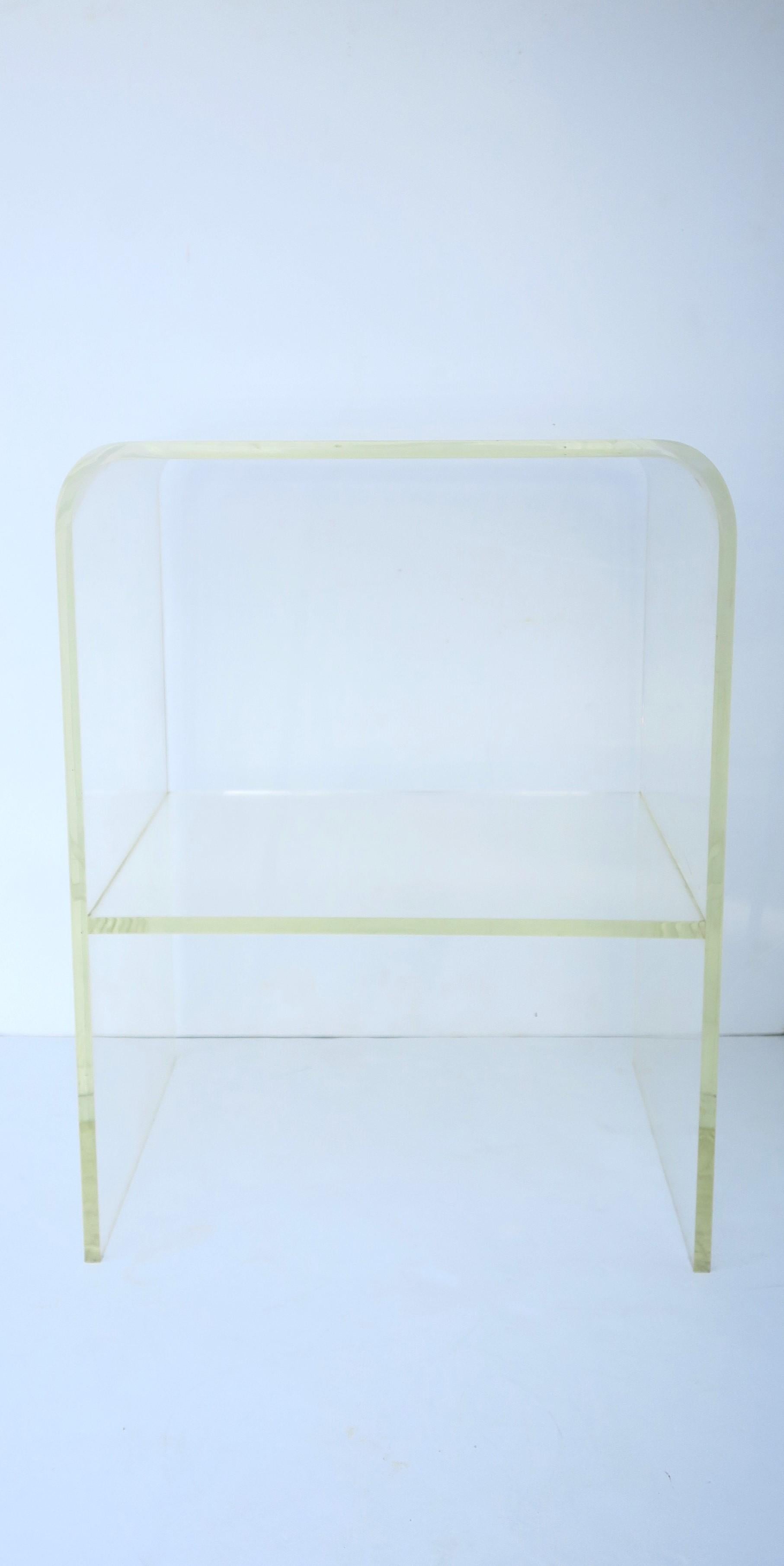 Lucite End Table with Storage Shelf For Sale 2