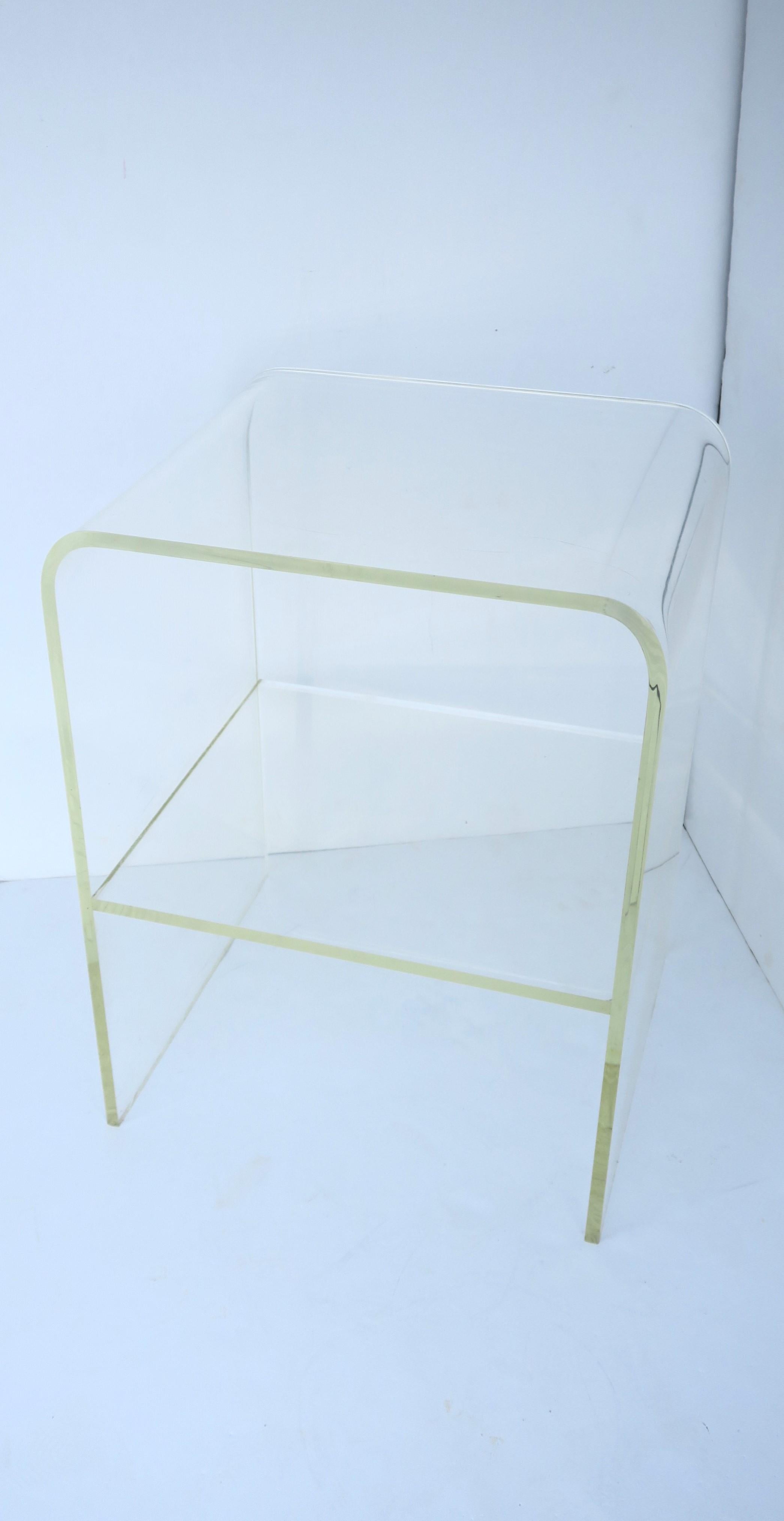 Lucite End Table with Storage Shelf For Sale 3
