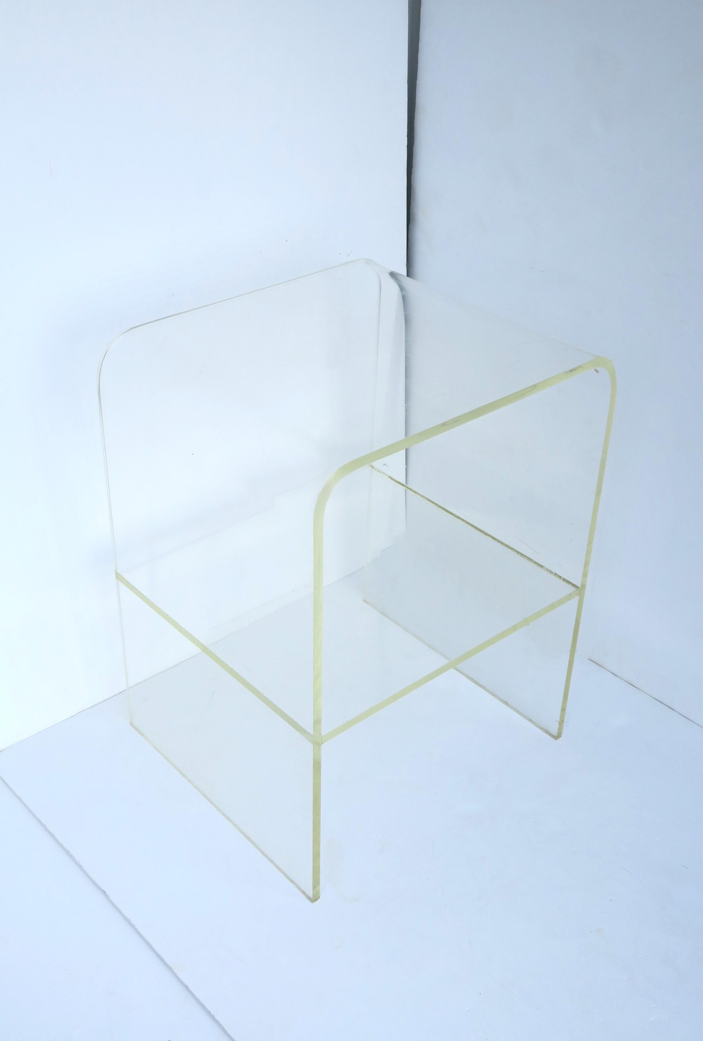 Lucite End Table with Storage Shelf For Sale 4