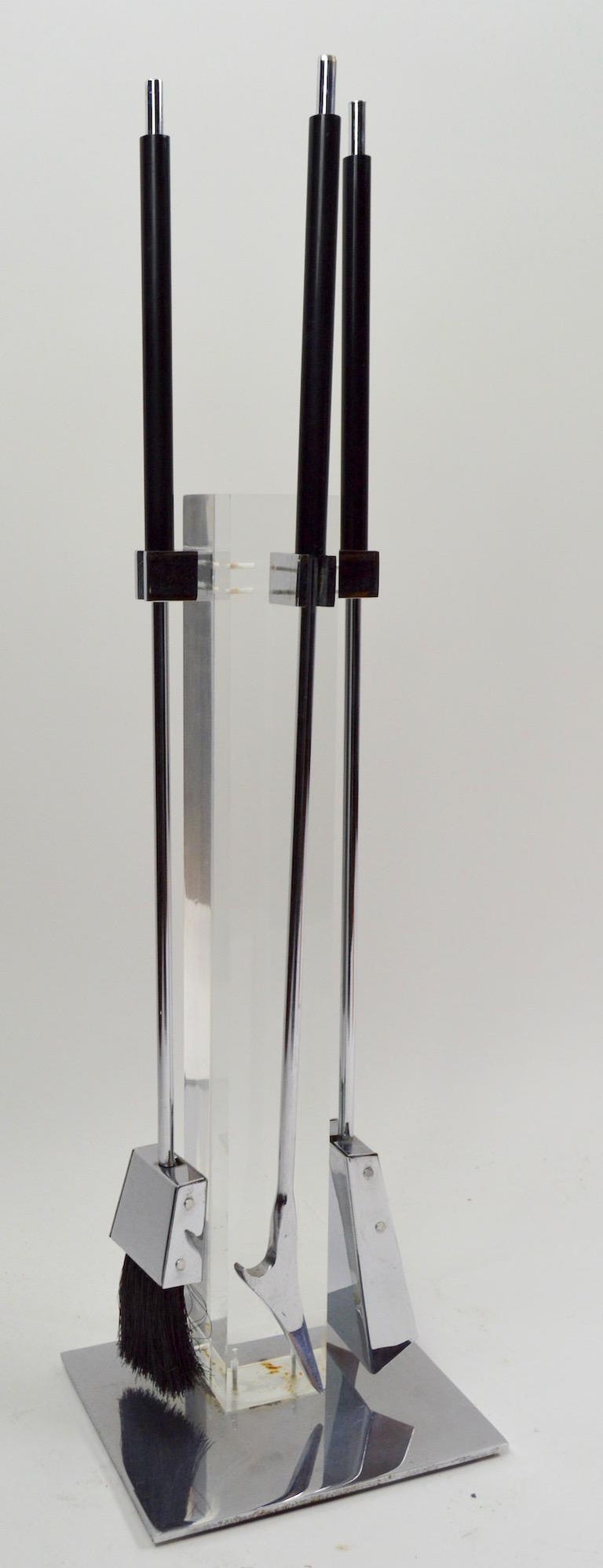 20th Century Lucite Fireplace Tool Set by Albrizzi For Sale