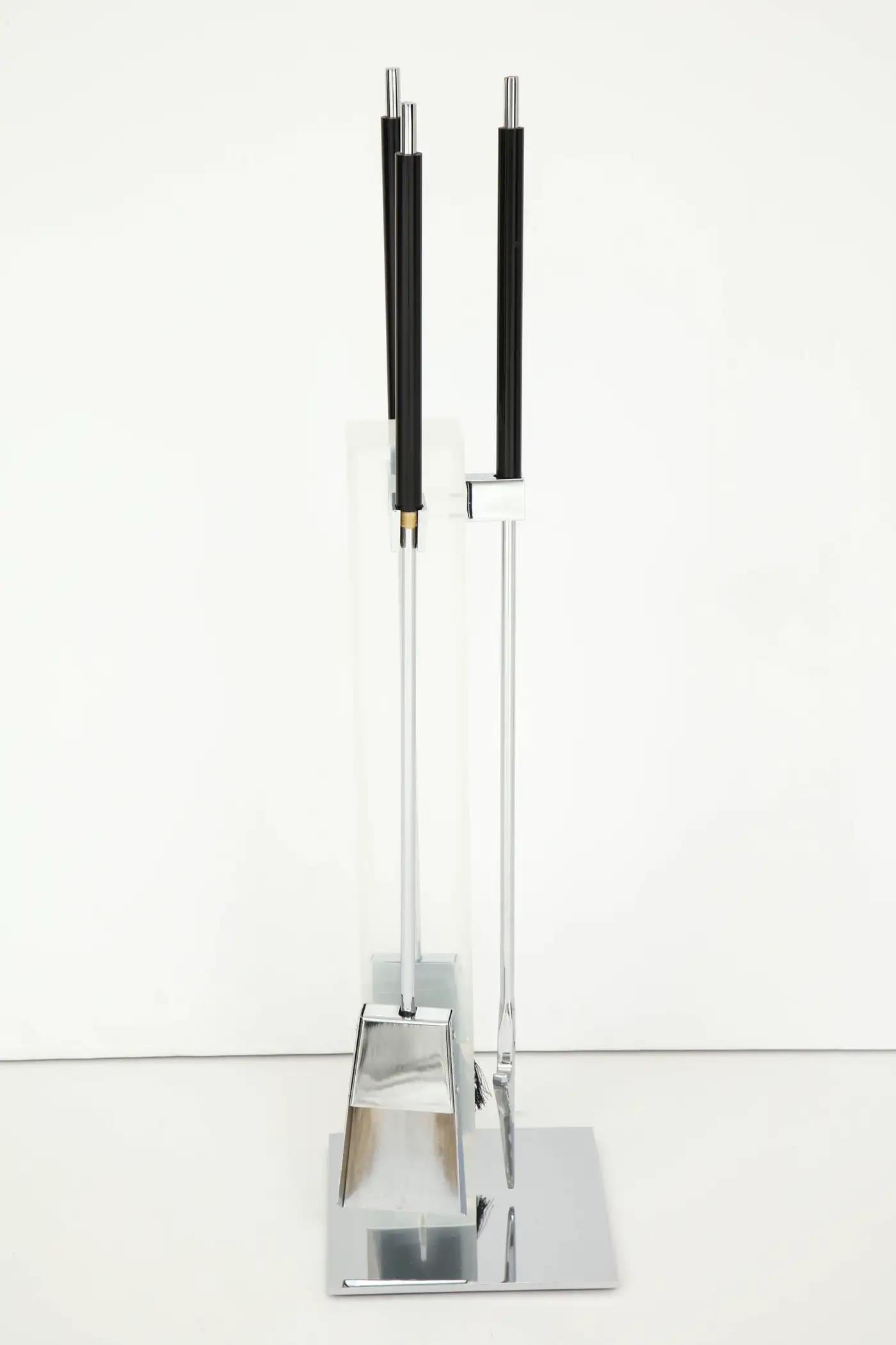 Mid-Century Modern Lucite Fireplace Tools attributed to Danny Alessandro For Sale