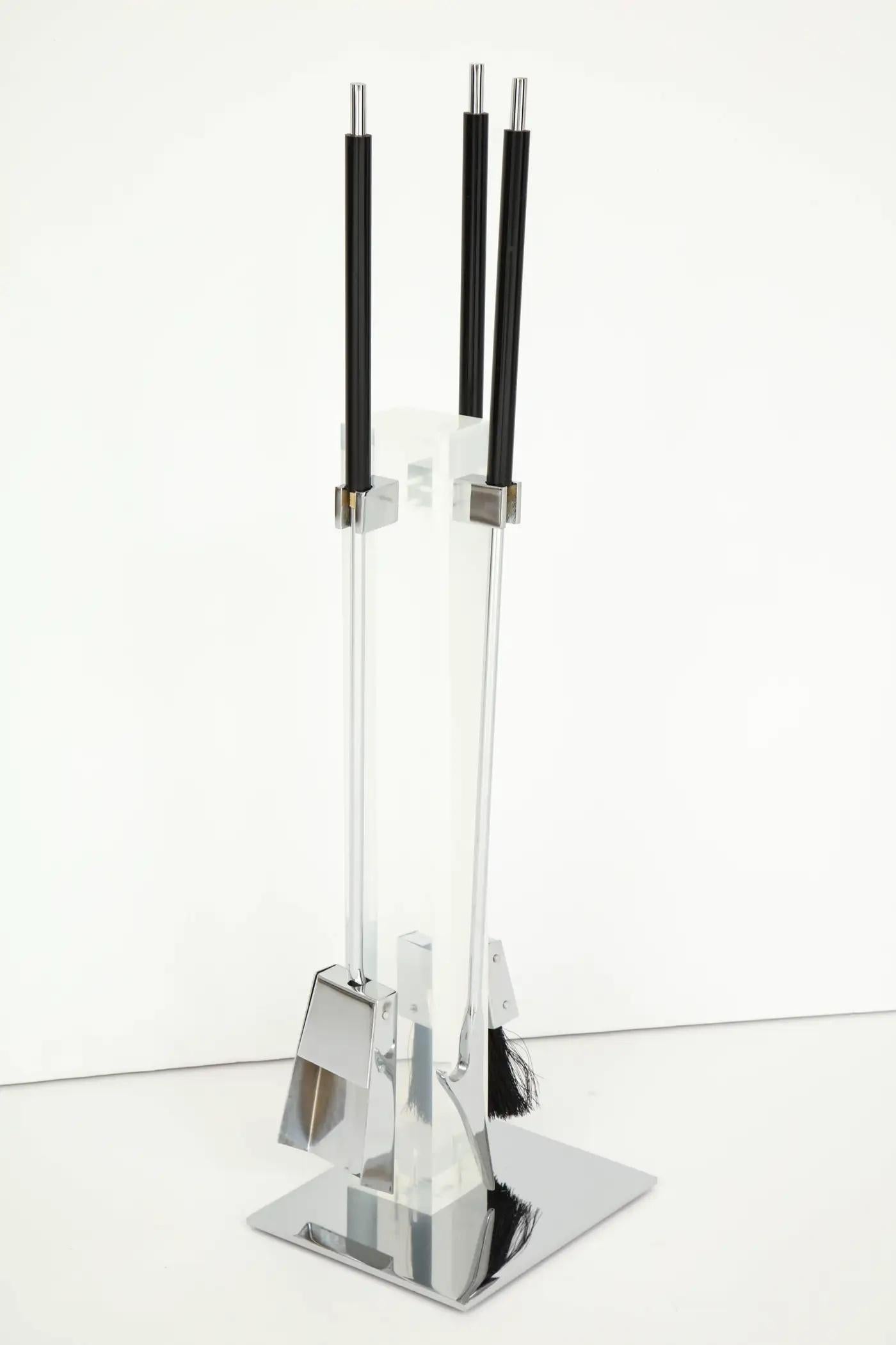 American Lucite Fireplace Tools attributed to Danny Alessandro For Sale