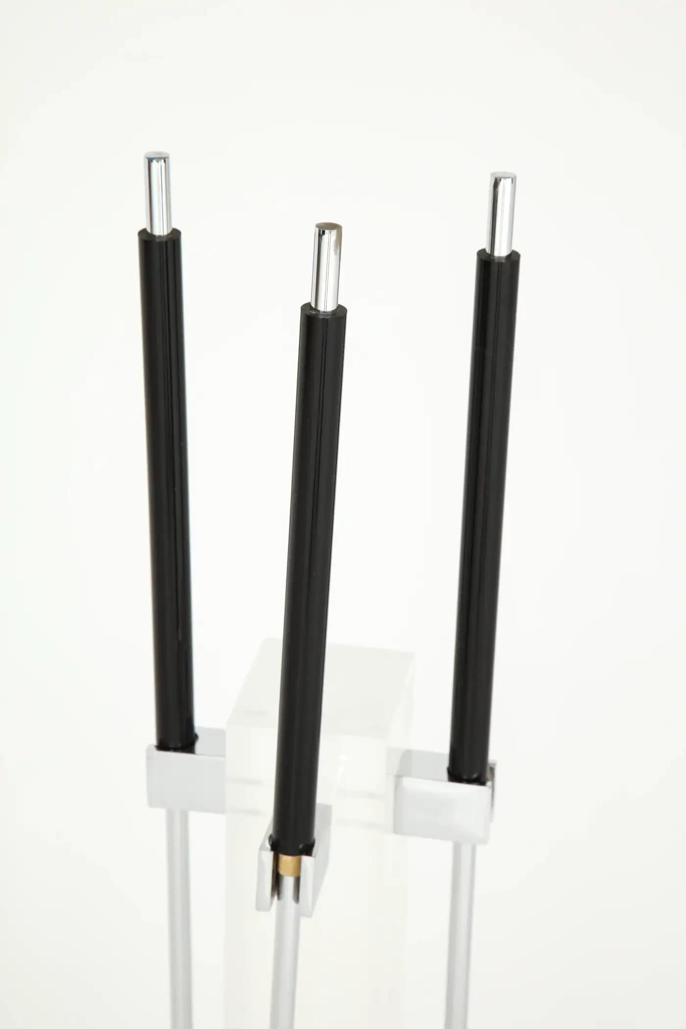 Lucite Fireplace Tools attributed to Danny Alessandro In Excellent Condition For Sale In New York, NY