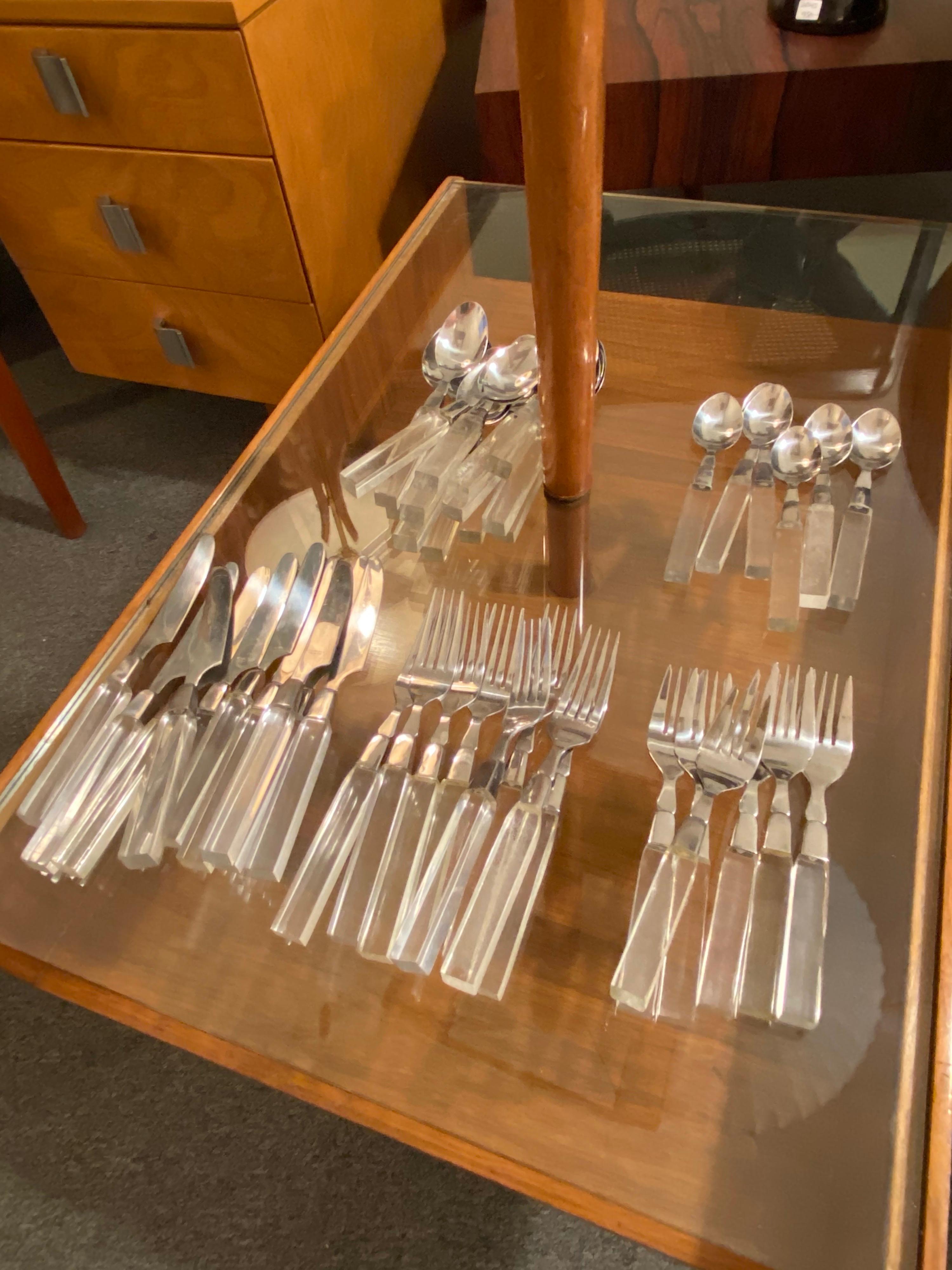 Mid-Century Modern Lucite Flatware Set/ Service for 8 Lifetime Cutlery