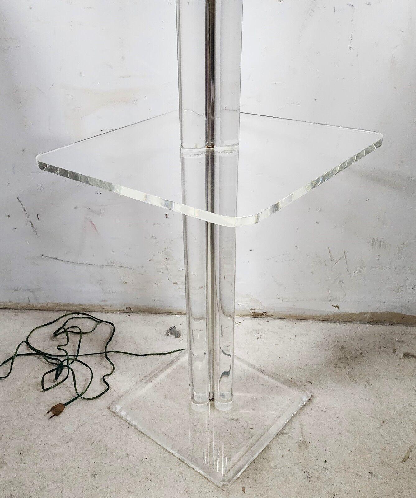 Lucite Floor Lamp with Table Vintage, 1980s For Sale 5