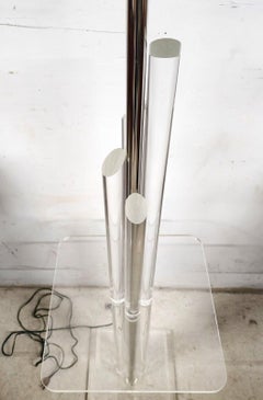 Lucite Floor Lamp with Table Vintage, 1980s