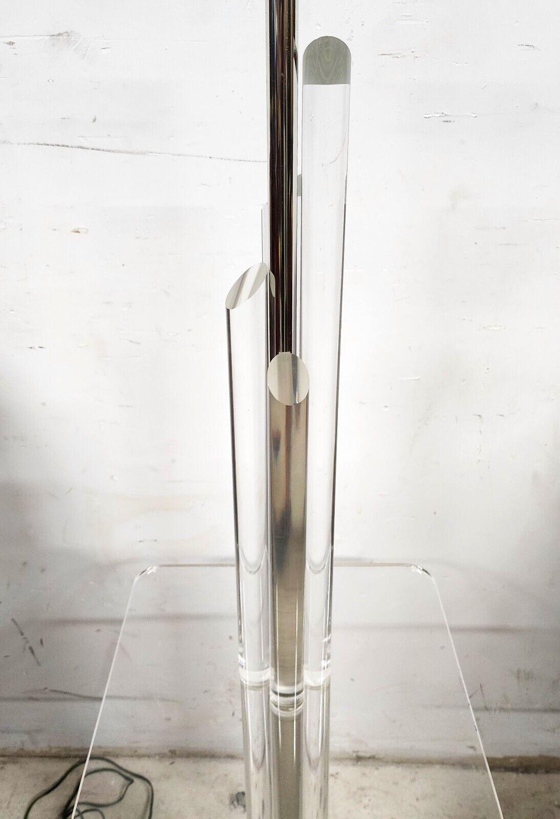 Mid-Century Modern Lucite Floor Lamp with Table Vintage, 1980s For Sale