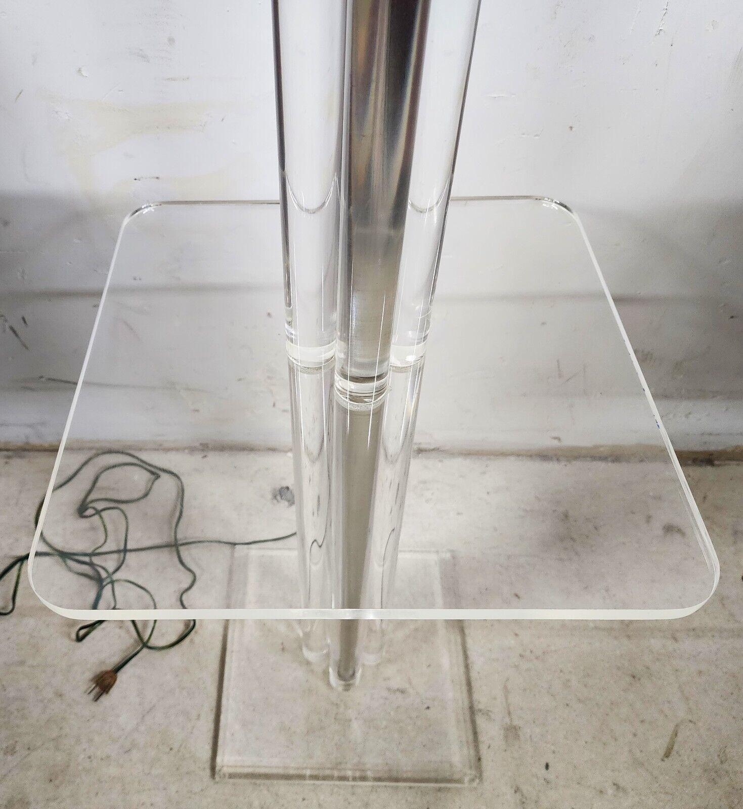 Late 20th Century Lucite Floor Lamp with Table Vintage, 1980s For Sale