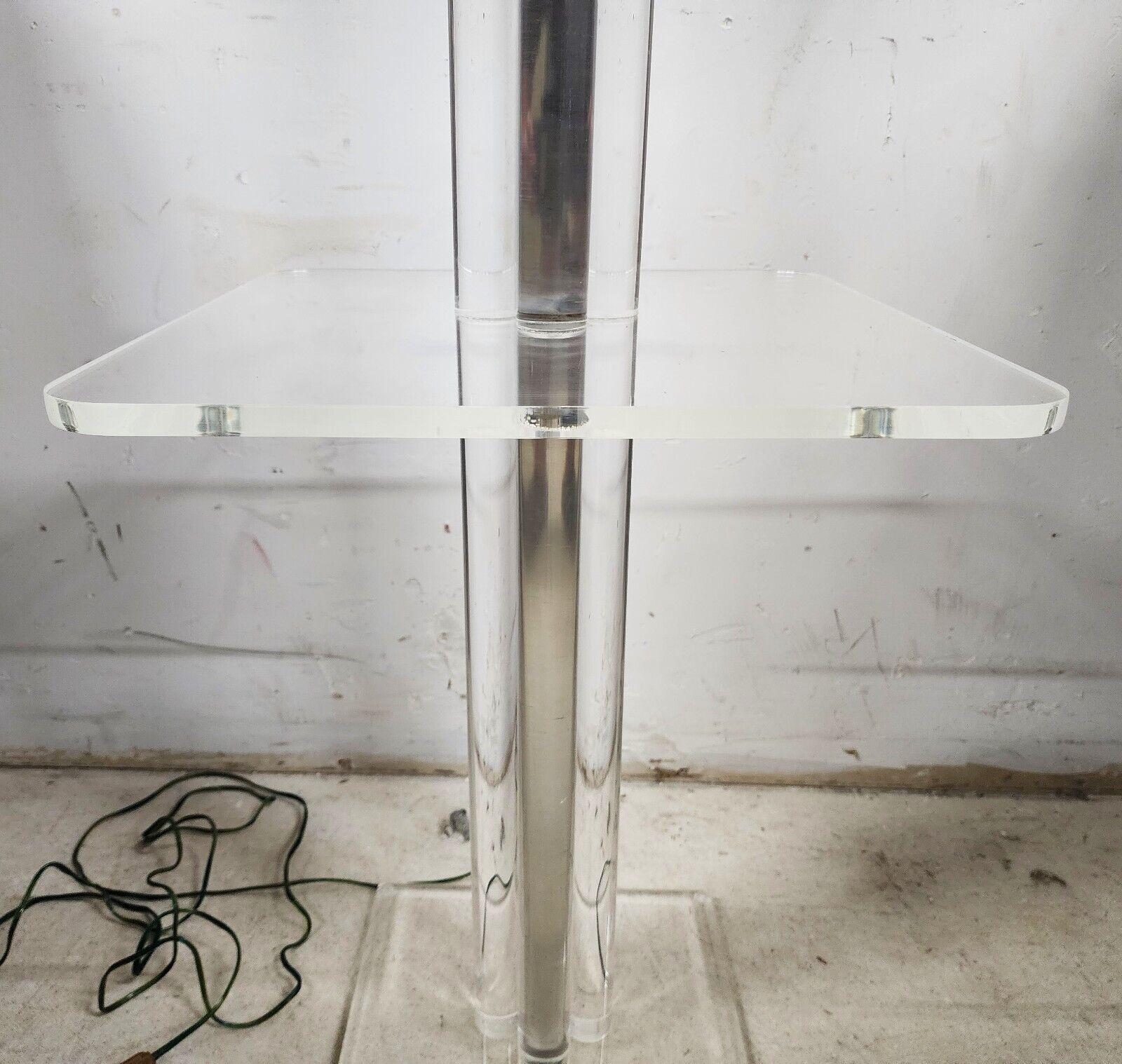 Lucite Floor Lamp with Table Vintage, 1980s For Sale 1