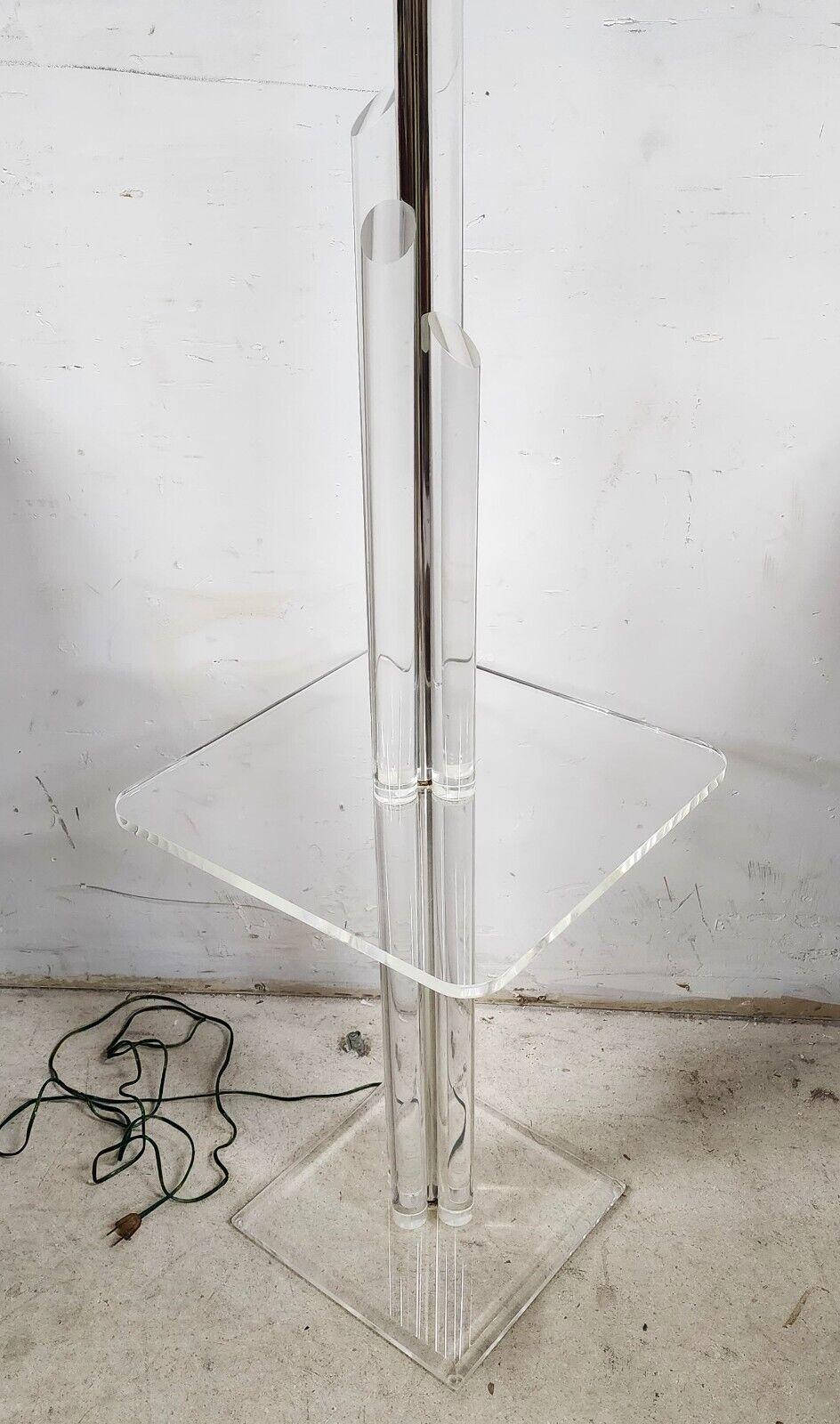 Lucite Floor Lamp with Table Vintage, 1980s For Sale 3