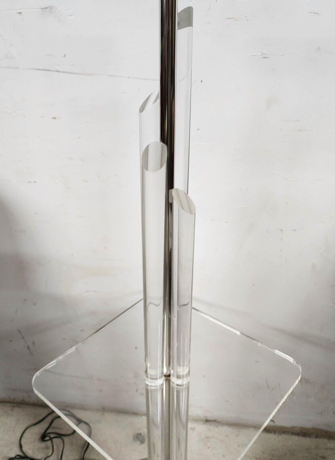 Lucite Floor Lamp with Table Vintage, 1980s For Sale 4