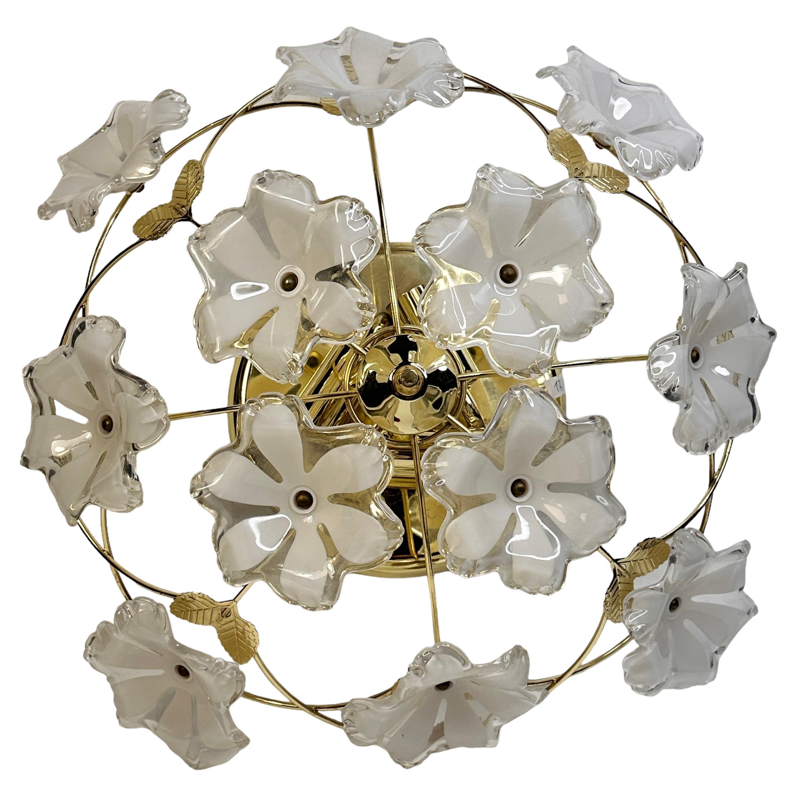 Lucite Flower Flush Mount Ceiling Light Neuhaus Leuchten, Germany, 1980s For Sale