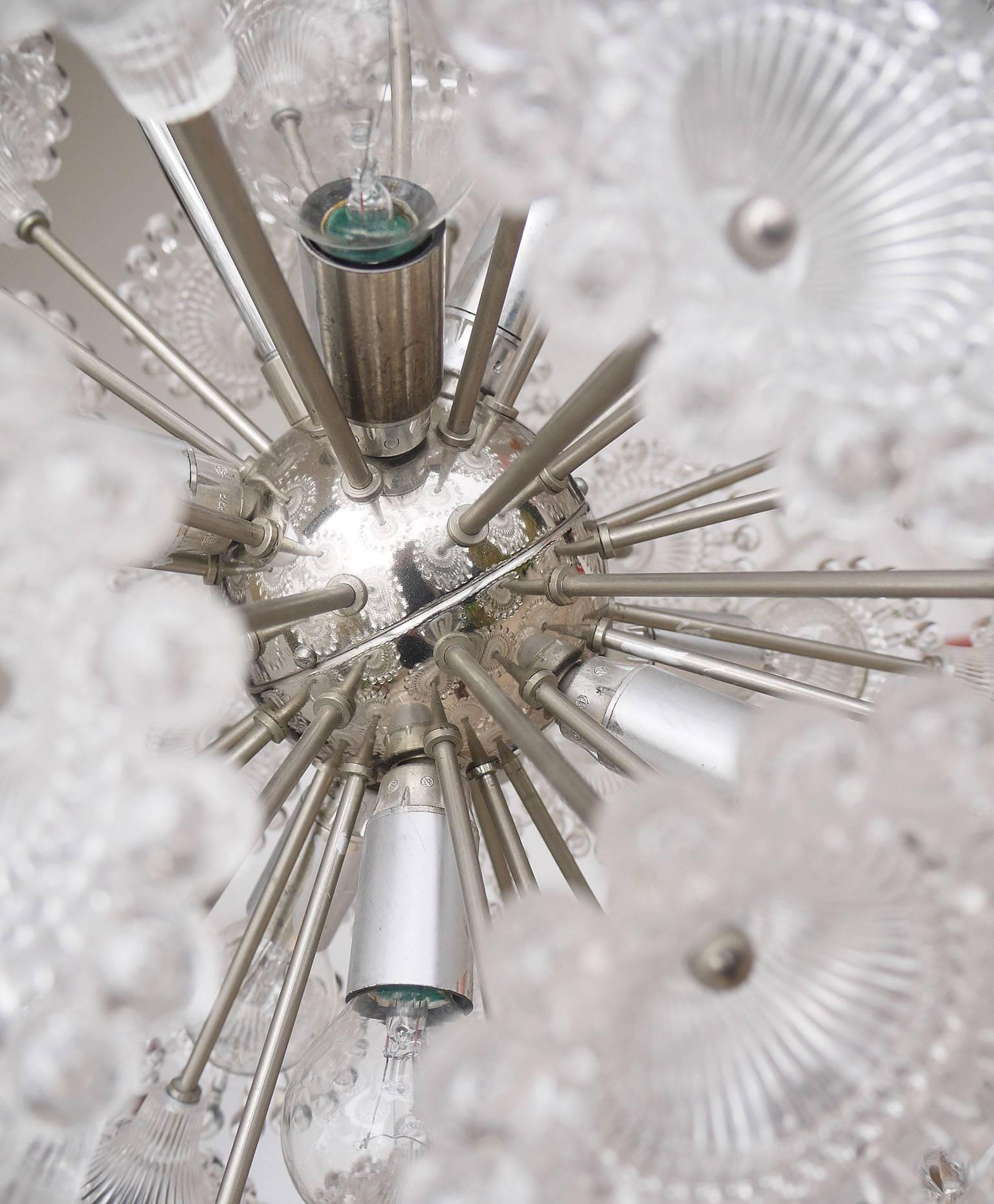European Lucite Flowers Sputnik Chandelier Dandelion Clock, 1960s