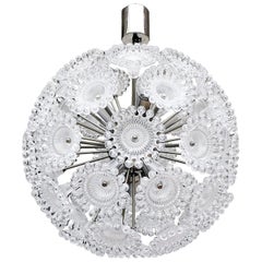 Retro Lucite Flowers Sputnik Chandelier Dandelion Clock, 1960s
