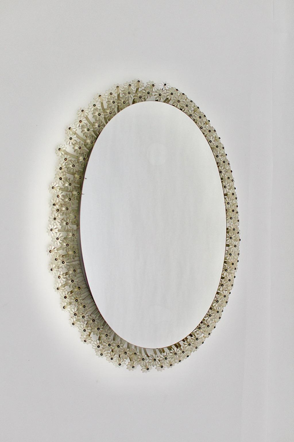 Lucite Flowers Vintage Backlit Wall Mirror Mid-Century Modern Emil Stejnar 1950s For Sale 1