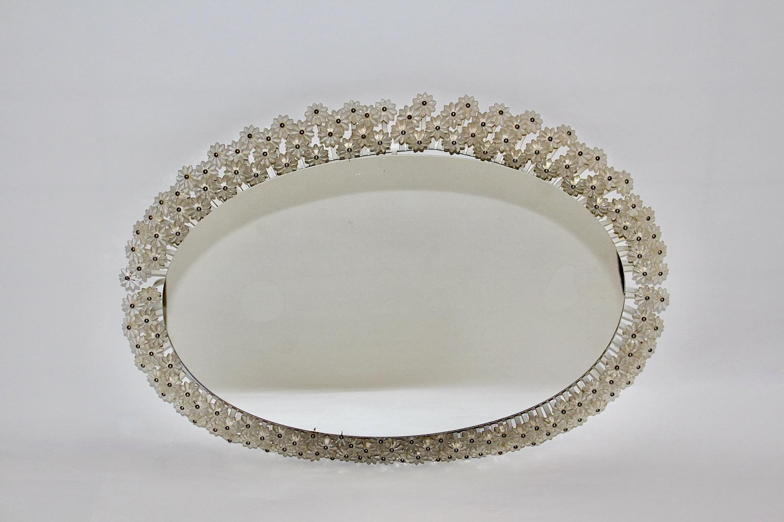 Lucite Flowers Vintage Backlit Wall Mirror Mid-Century Modern Emil Stejnar 1950s For Sale 5