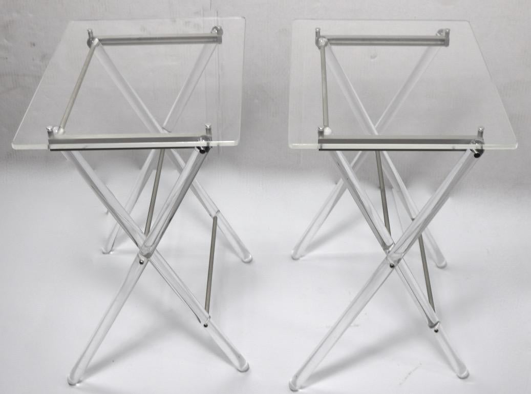 American Lucite Folding Tables with Lucite Stand
