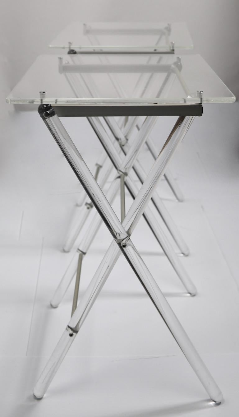 Lucite Folding Tables with Lucite Stand In Good Condition In New York, NY