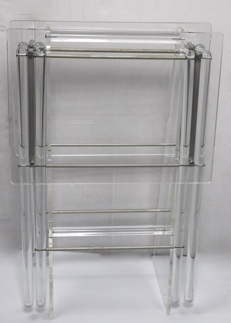 20th Century Lucite Folding Tables with Lucite Stand