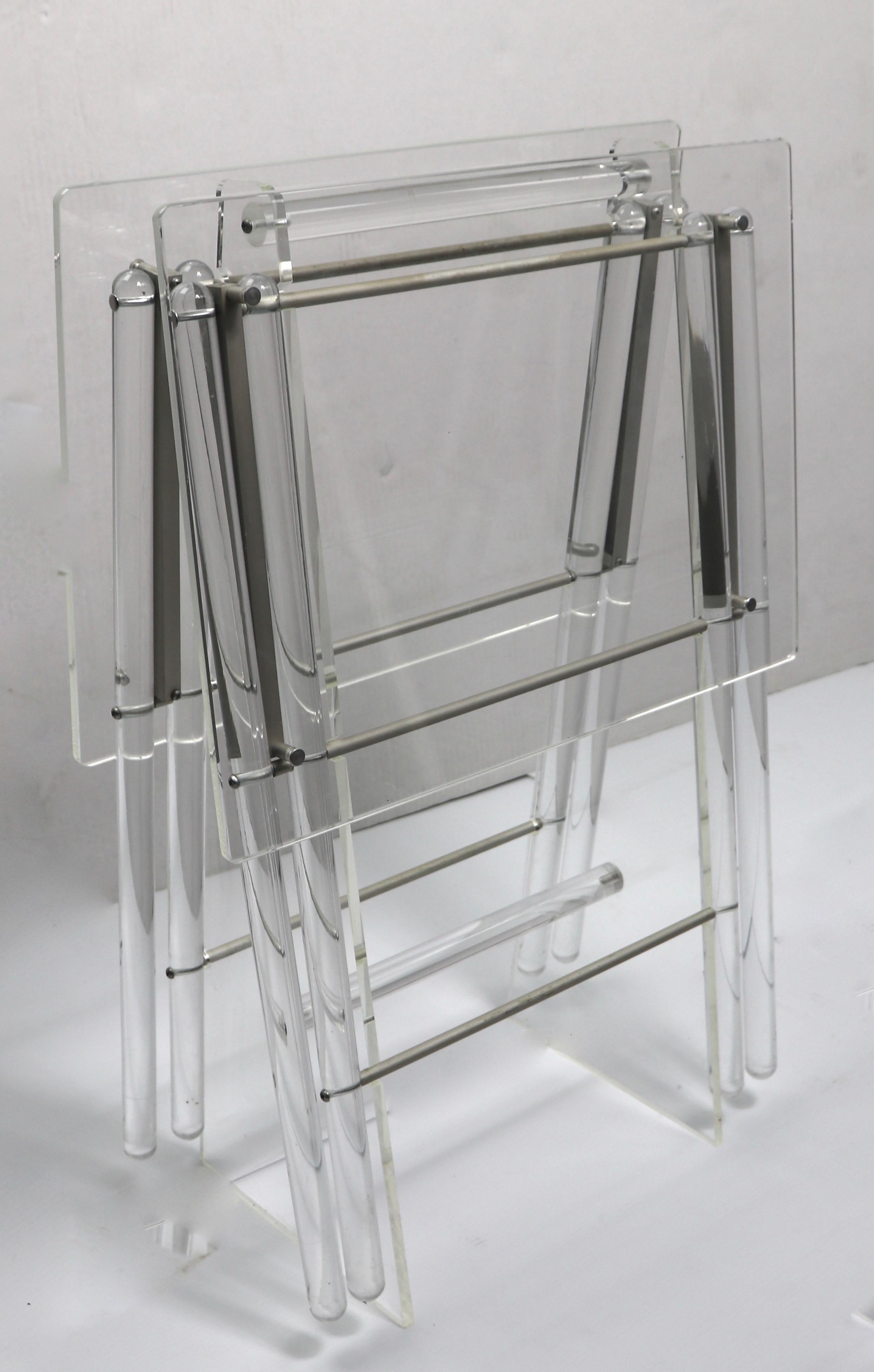 Lucite Folding Tables with Lucite Stand 1