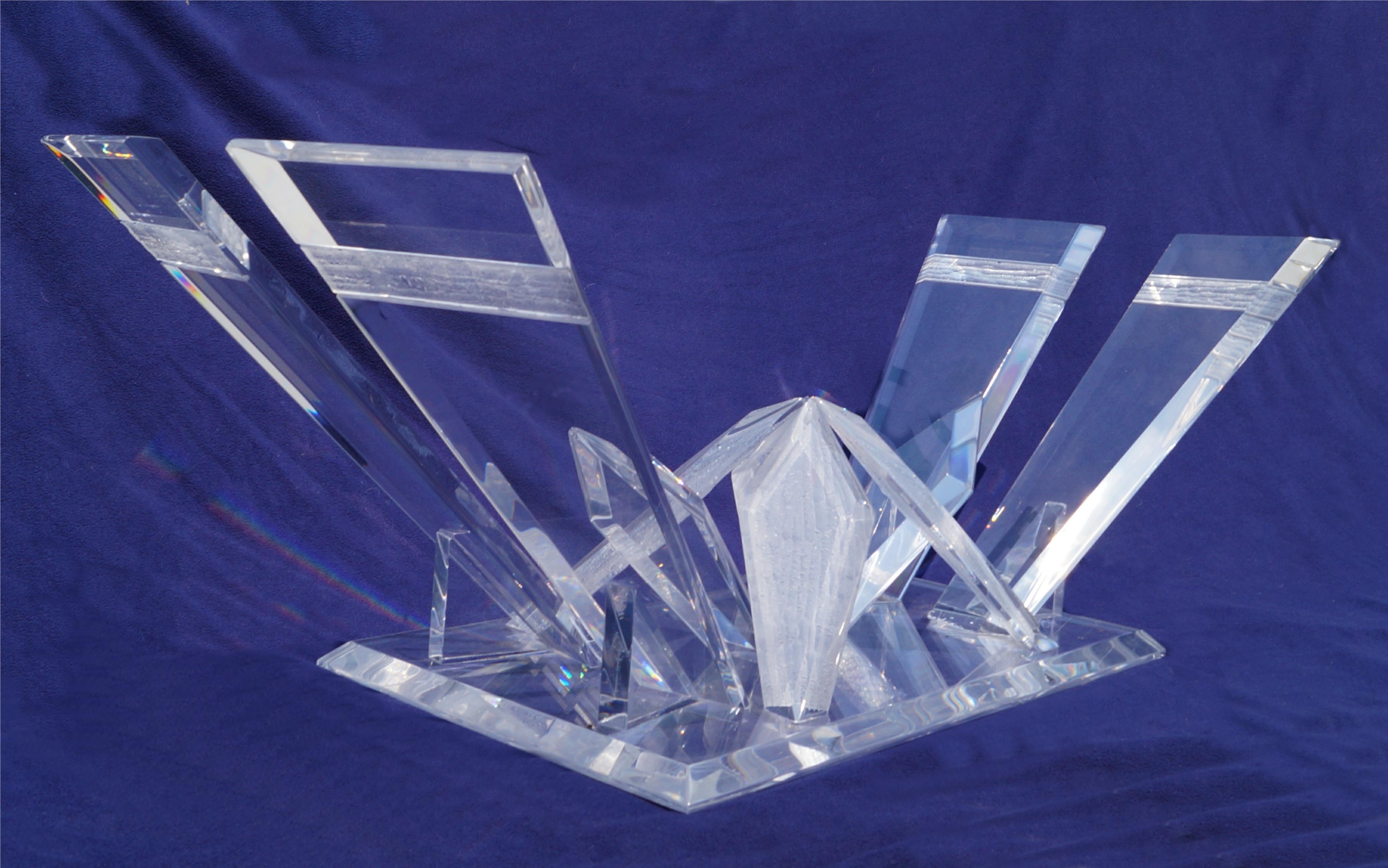 Other Modern Hollywood Lucite Glacier Iceberg Sculptural Coffee Cocktail Table Glass For Sale