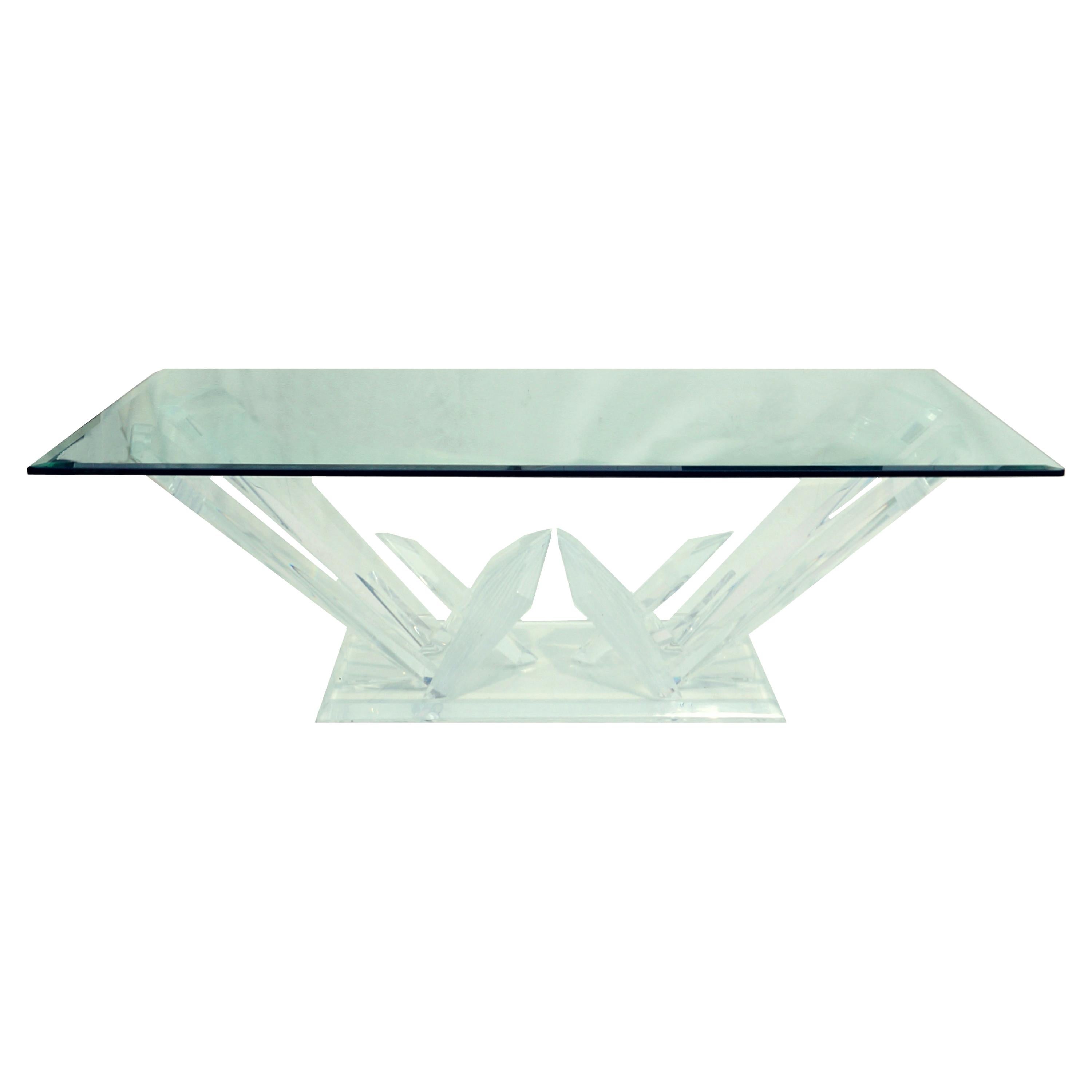 Lucite Glacier Iceberg Sculptural Coffee Cocktail Table Glass Top