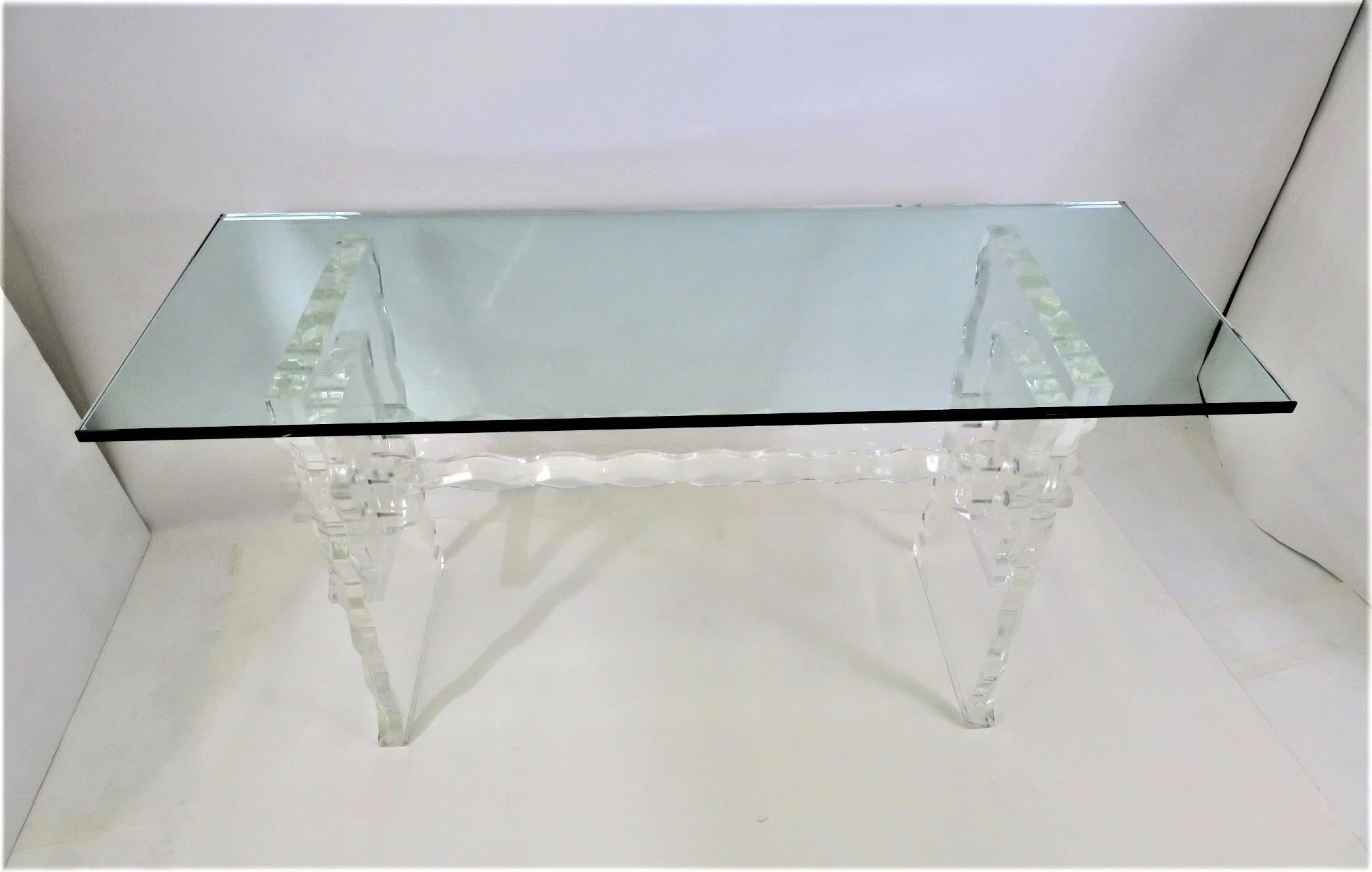 Lucite & Glass 1970s Console Table in the Manner of Hollis Jones or Leon Frost 12