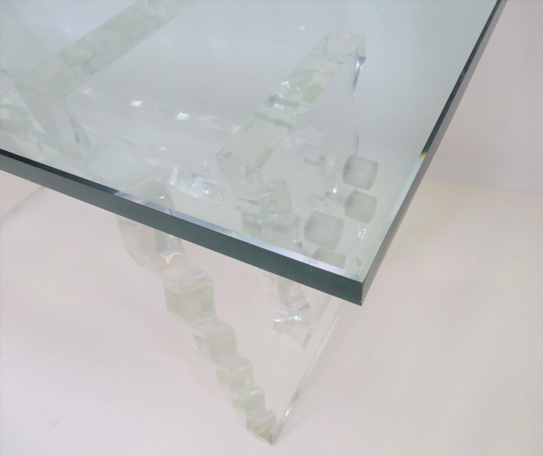 Lucite & Glass 1970s Console Table in the Manner of Hollis Jones or Leon Frost 13