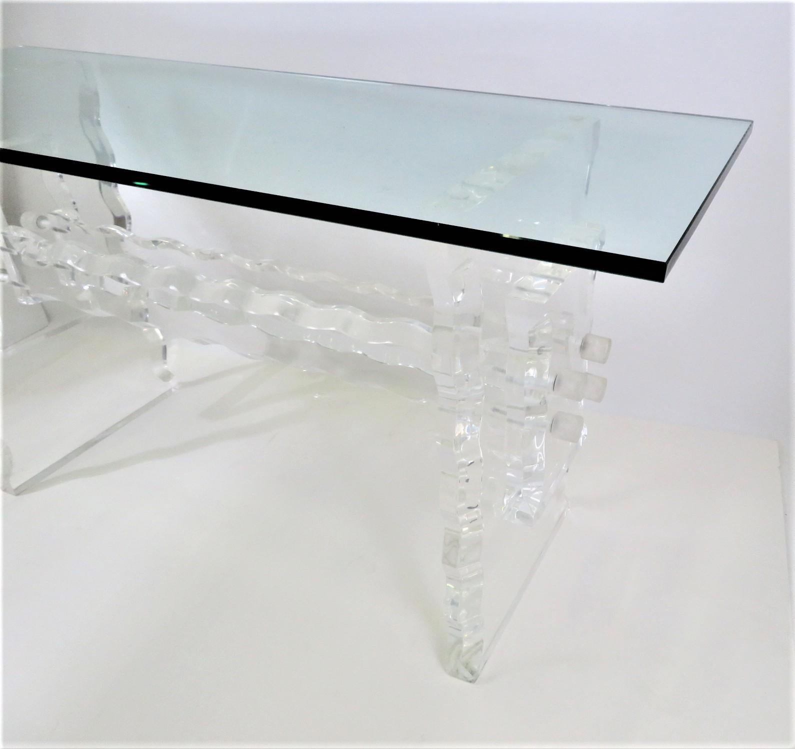 American Lucite & Glass 1970s Console Table in the Manner of Hollis Jones or Leon Frost