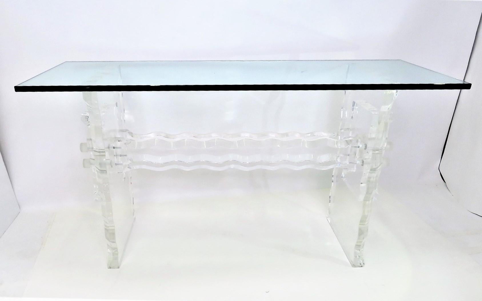 Lucite & Glass 1970s Console Table in the Manner of Hollis Jones or Leon Frost In Good Condition In Miami, FL