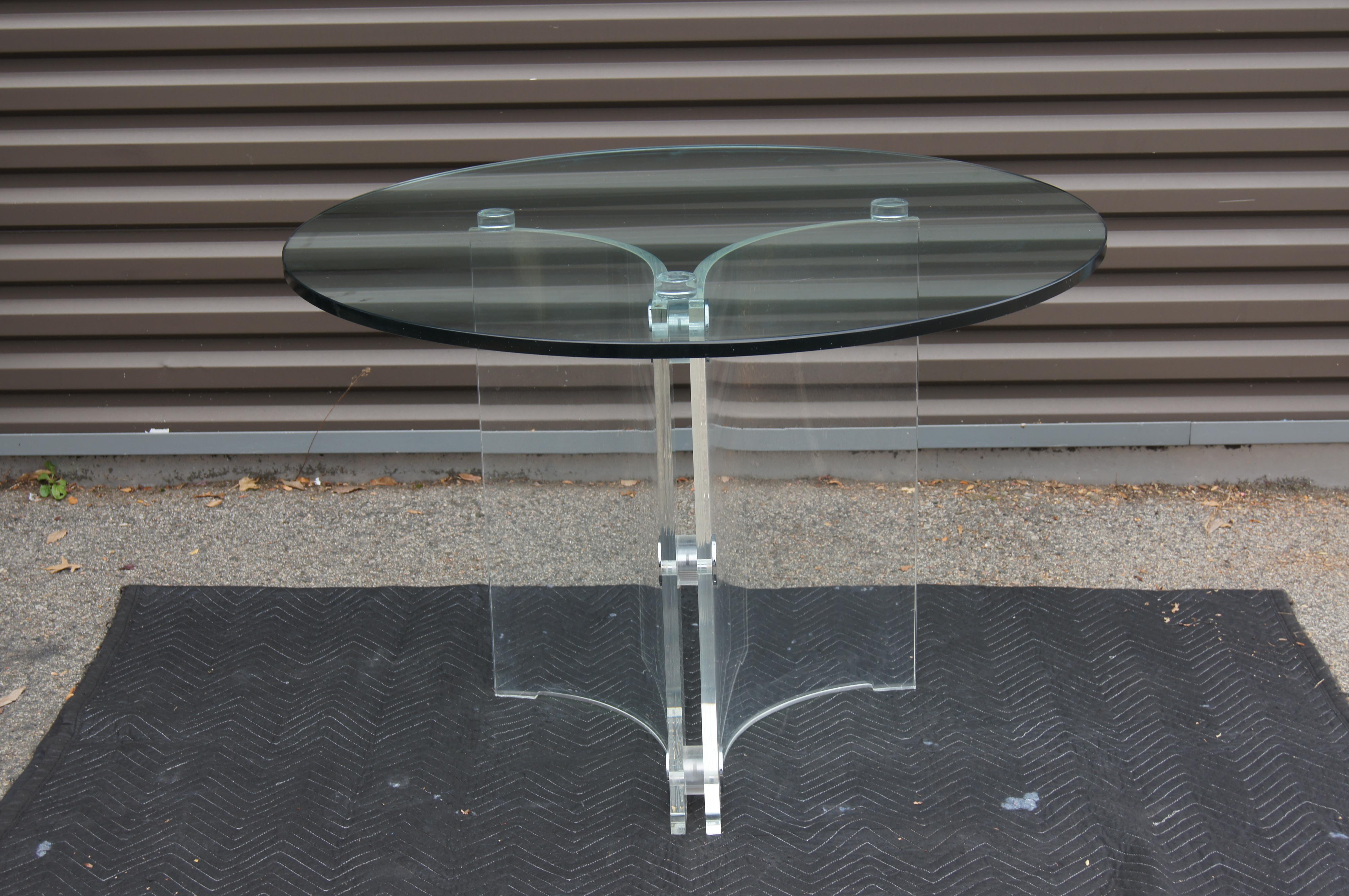 Table centrale en lucite, verre et chrome de Vladimir Kagan Bon état - En vente à Dorchester, MA