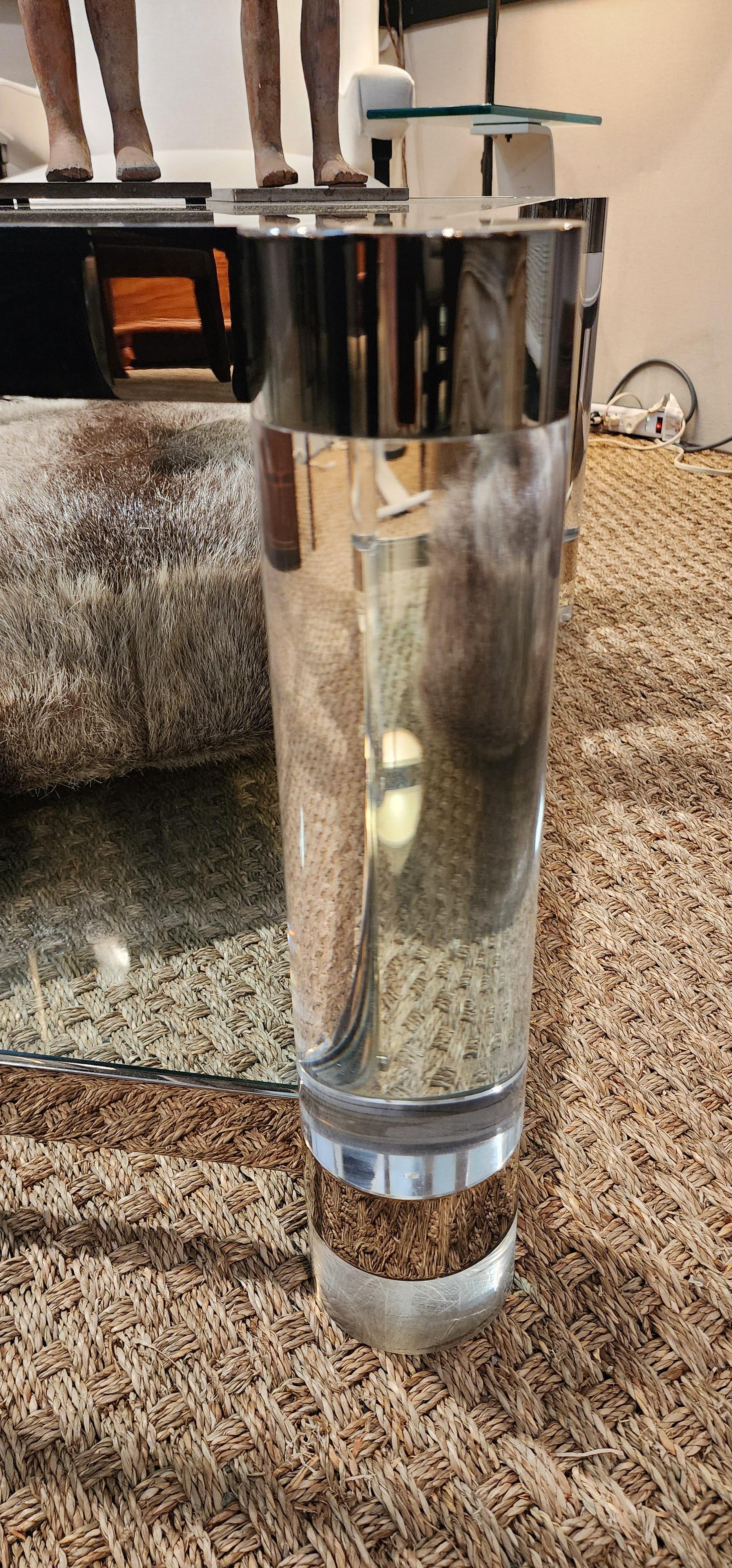 Lucite Glass and Chrome Cocktail Table Attributed to Karl Springer 5