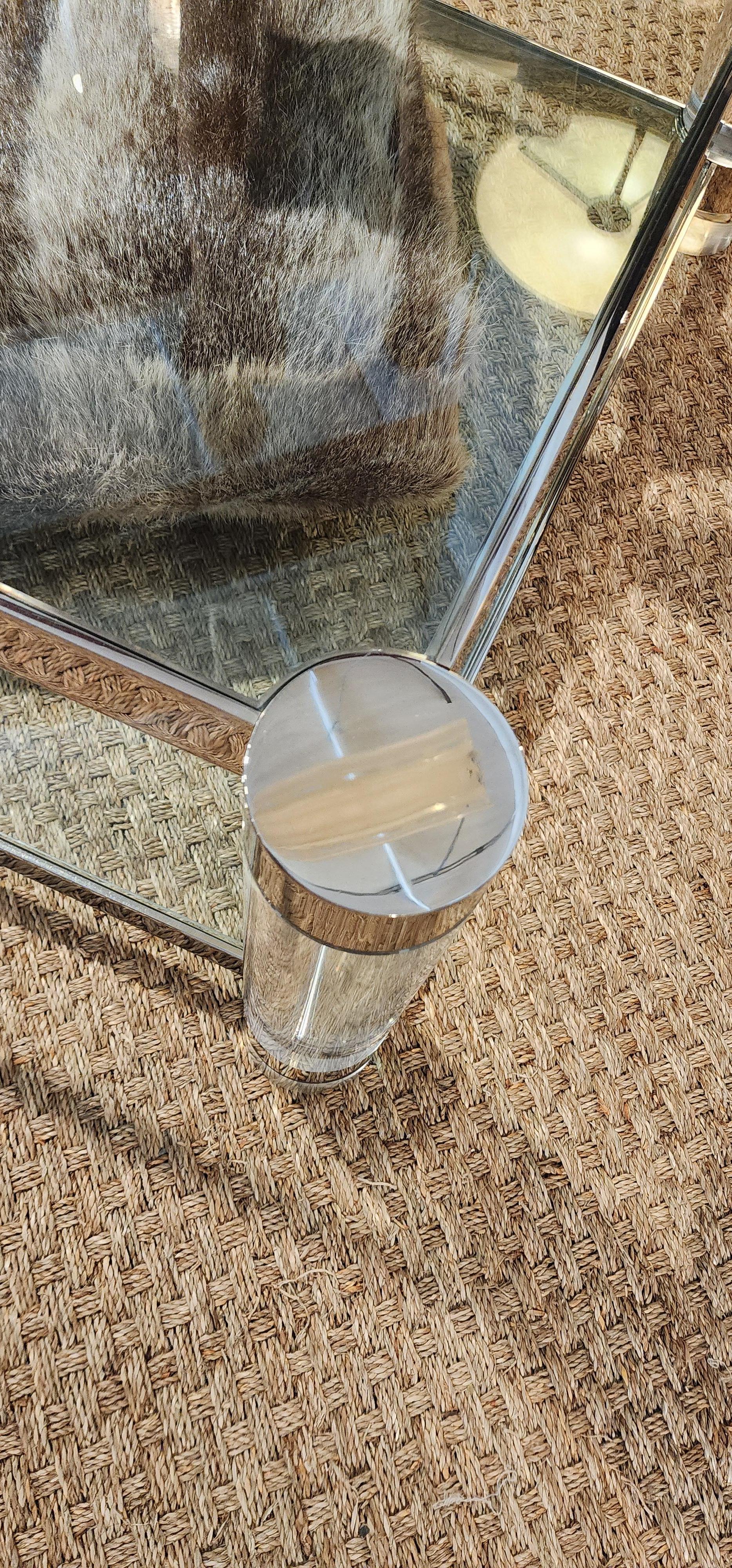 Lucite Glass and Chrome Cocktail Table Attributed to Karl Springer 6